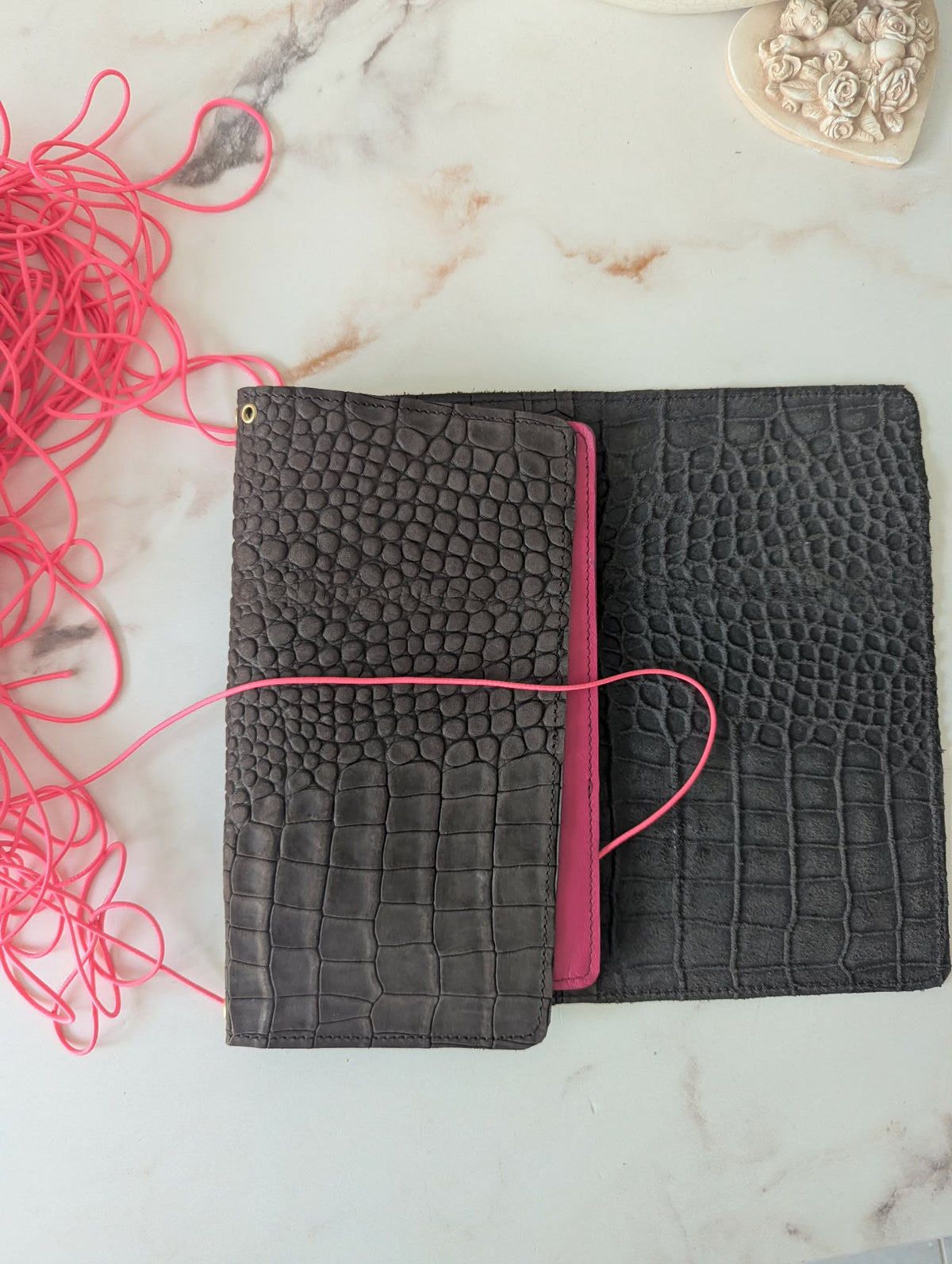 CUSTOM trifold combo croc and pink