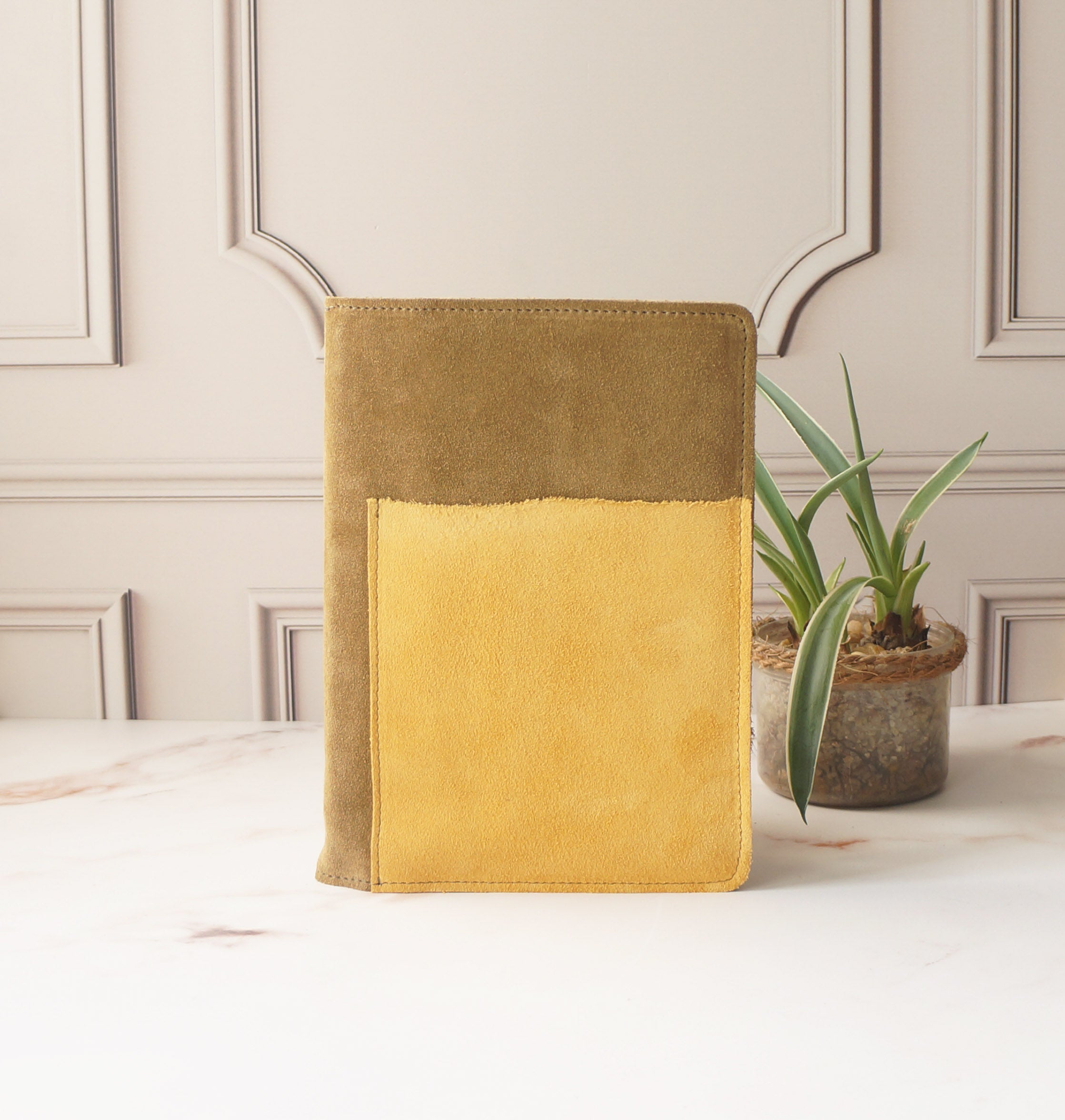 A5 Rustic - Taupe & Yellow Suede