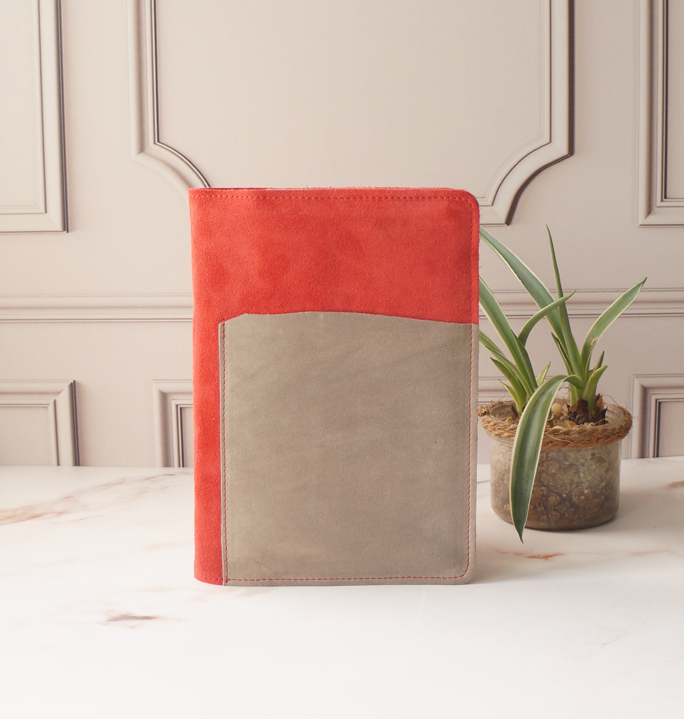 A5 Rustic - Red & Gray Suede