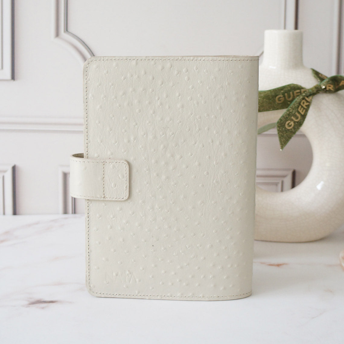 A5 Journal Cover with Clear Front - Cream Ostrich