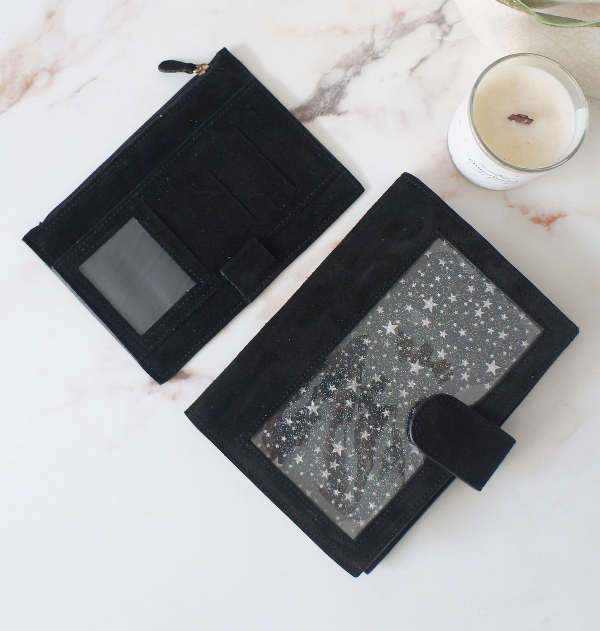 B6 Journal Cover full clear front + Fly Leaf - Suede Black