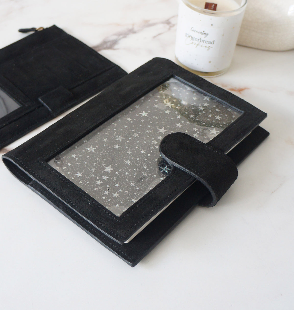 B6 Journal Cover full clear front + Fly Leaf - Suede Black