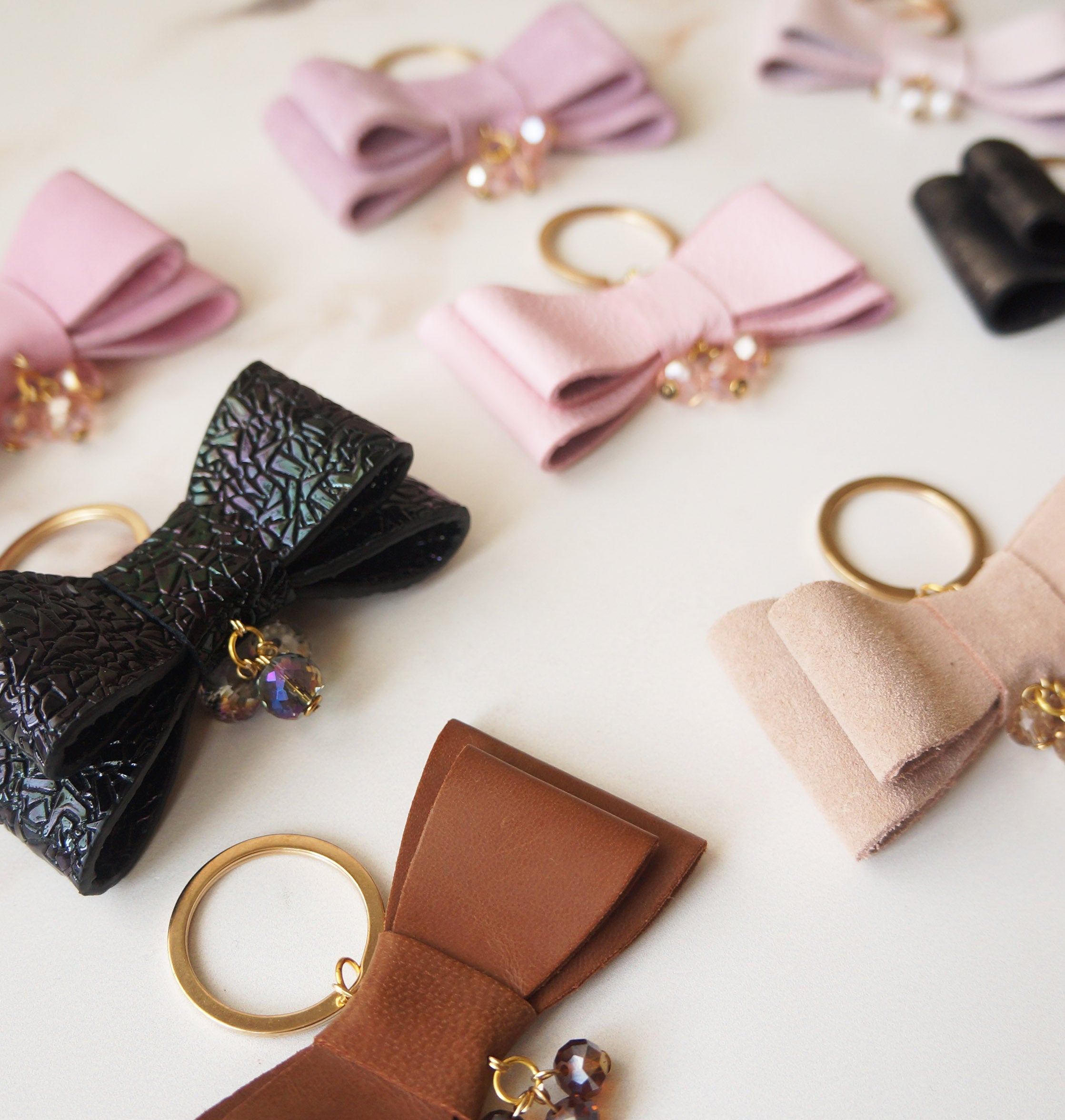 Leather Bow Key Ring