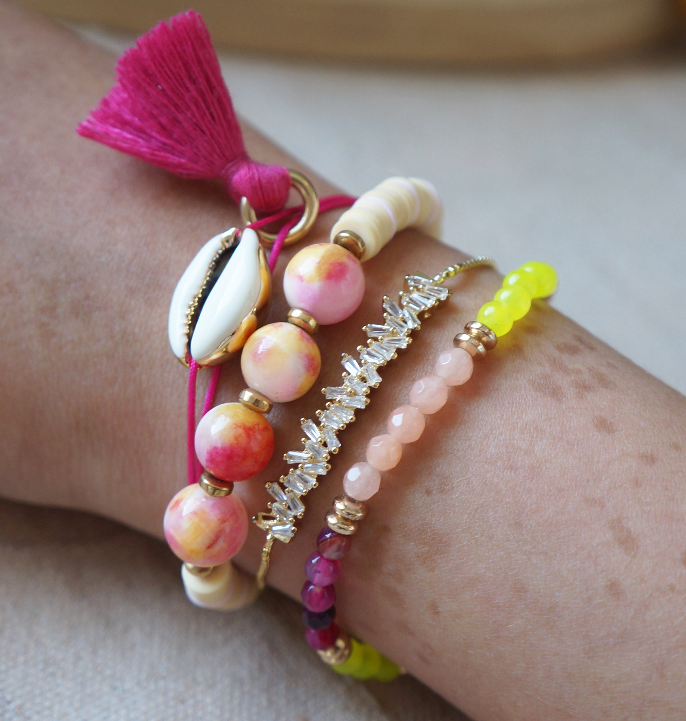 Candy Bead Bracelet Set – Colorful Stack of 4