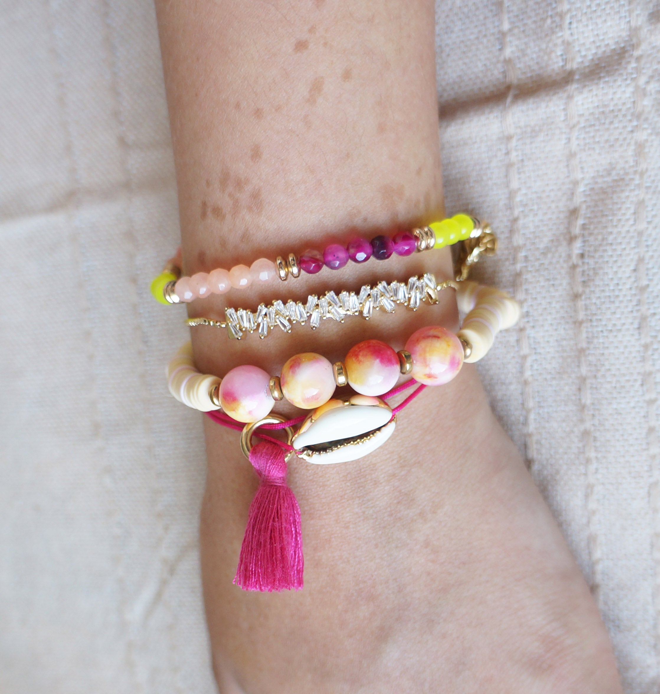 Candy Bead Bracelet Set – Colorful Stack of 4