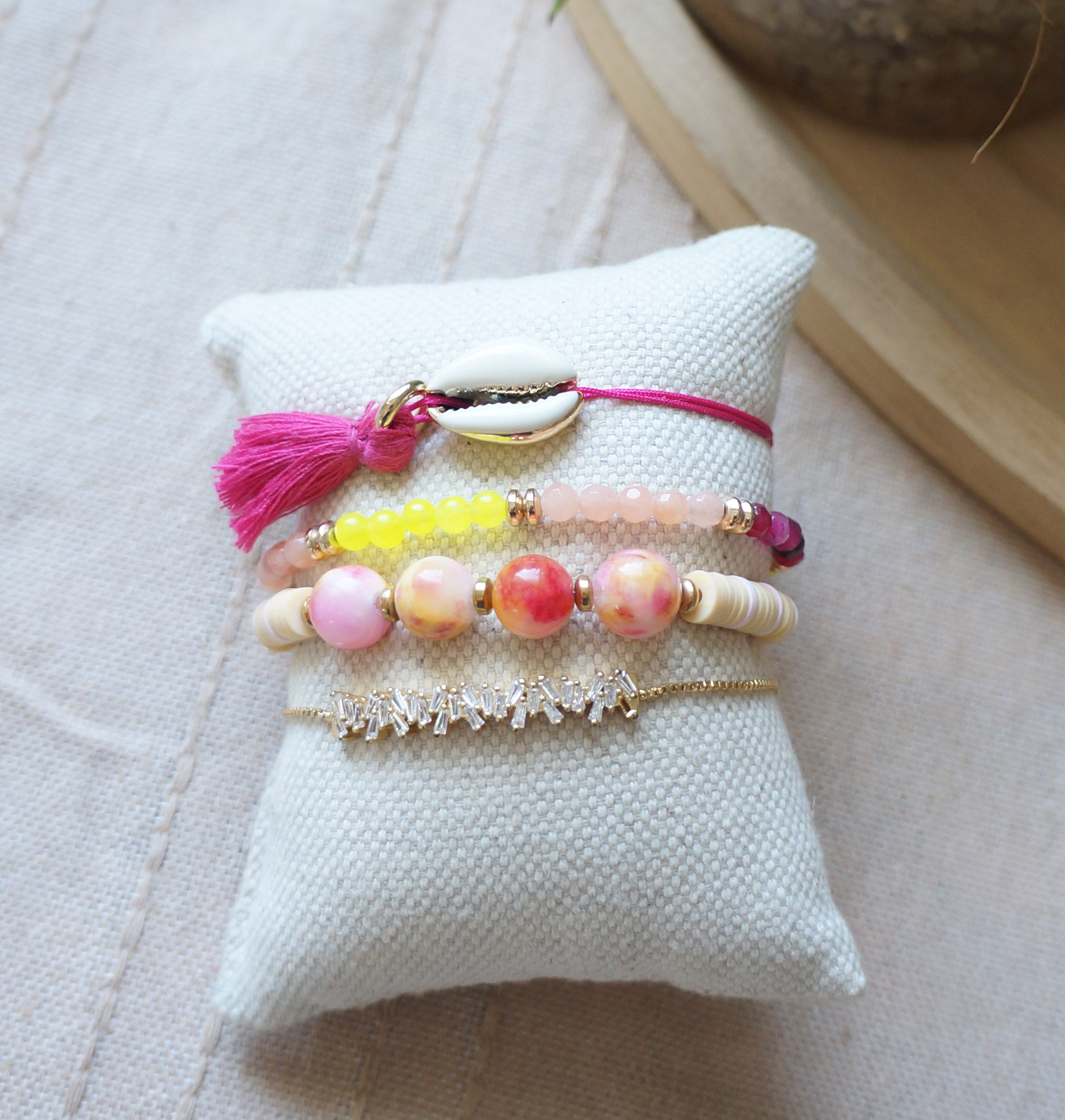 Candy Bead Bracelet Set – Colorful Stack of 4