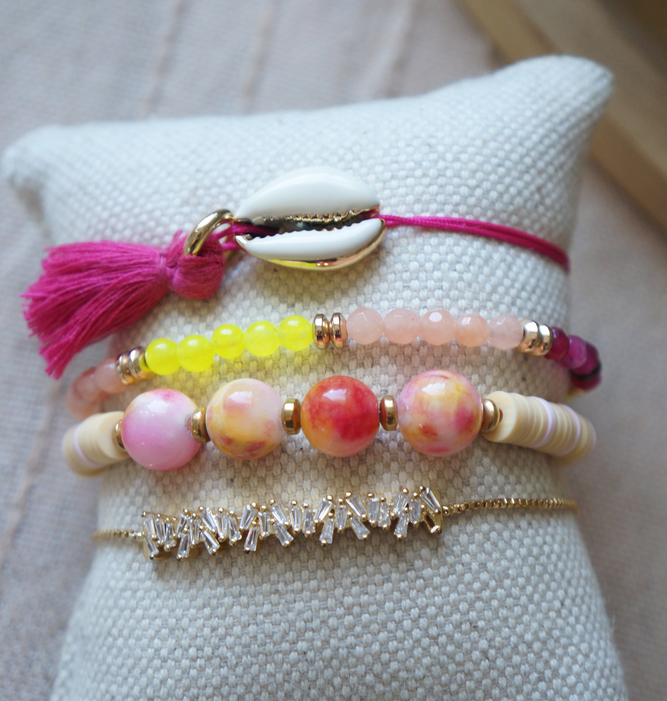 Candy Bead Bracelet Set – Colorful Stack of 4