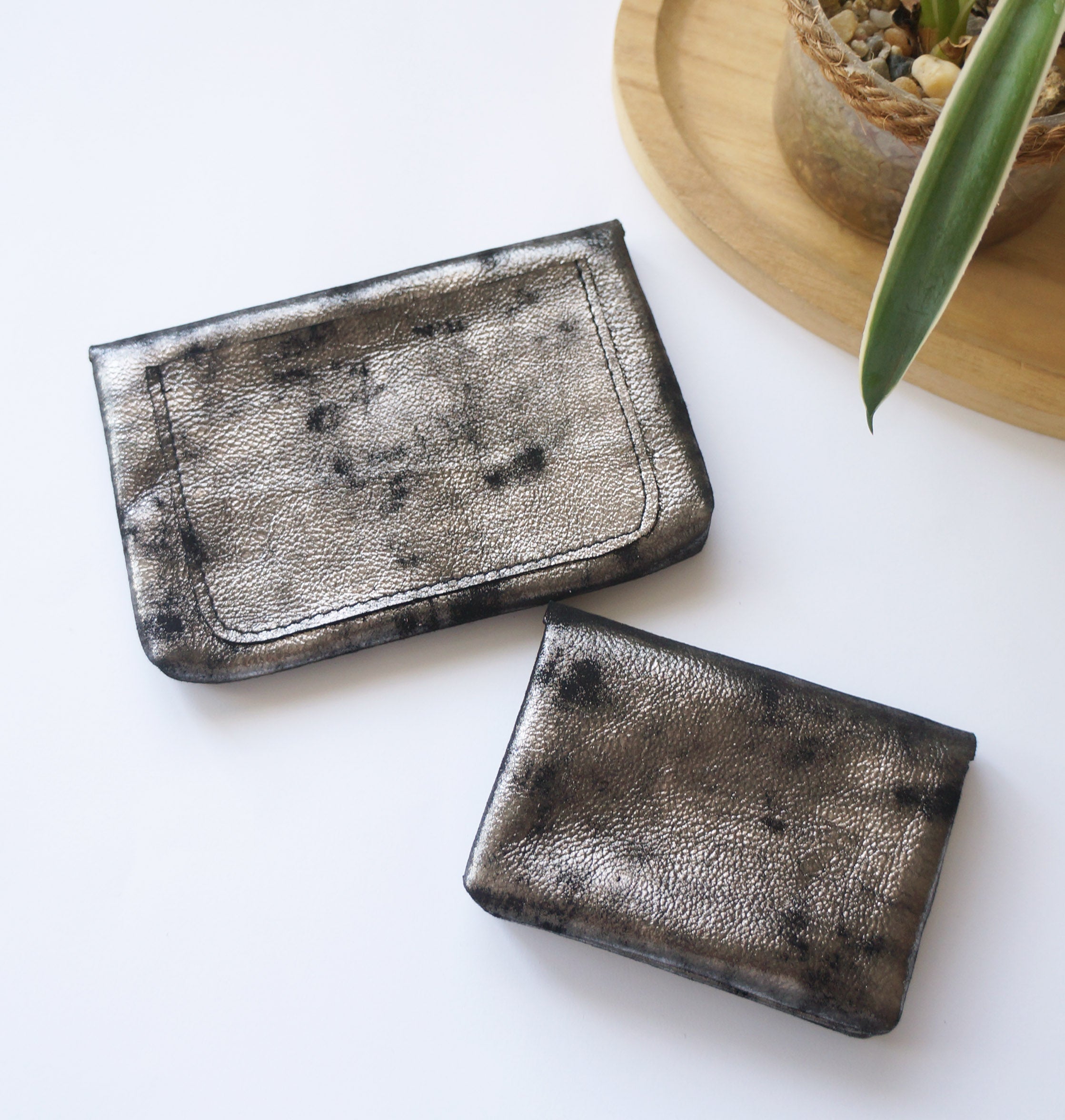 Silver Marble Leather Essentials Set – Pack of 3