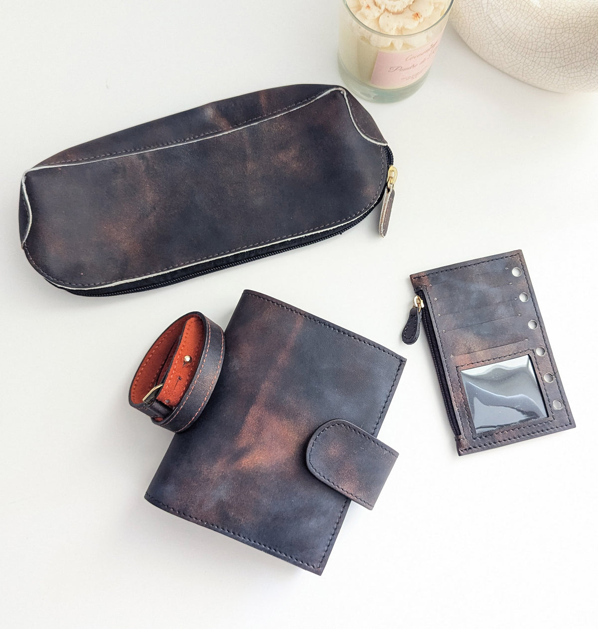 Nebuleuse Leather Planner Bundle - Pocket Ring Planner, Fly Leaf Wallet, Pouch & Bracelet