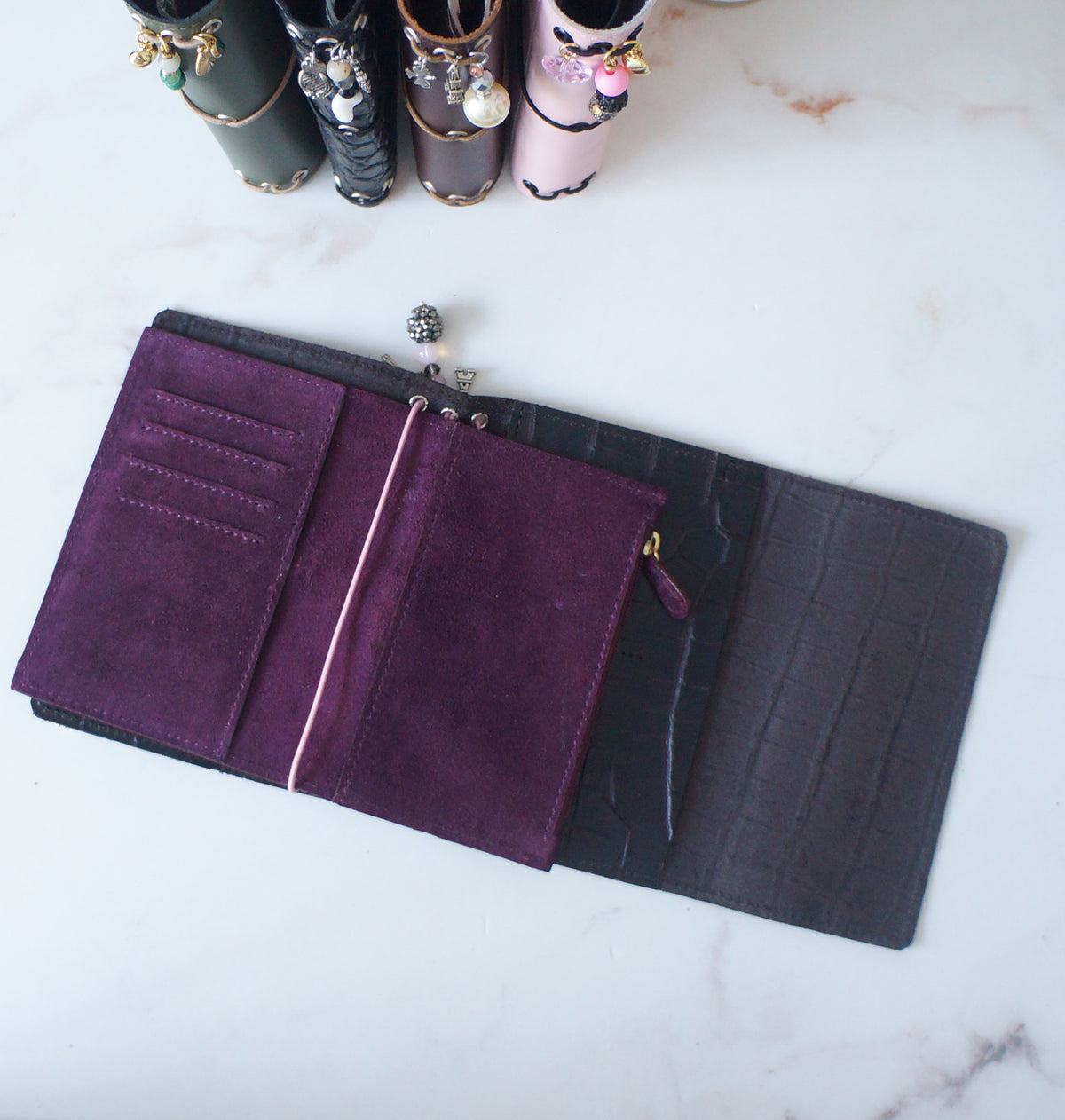 Trifold Pocket size set - Big Scale Croc & Burgundy