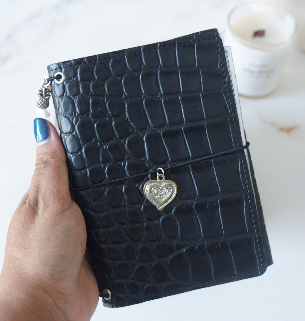 Trifold Pocket size set - Small scales croc & Silver