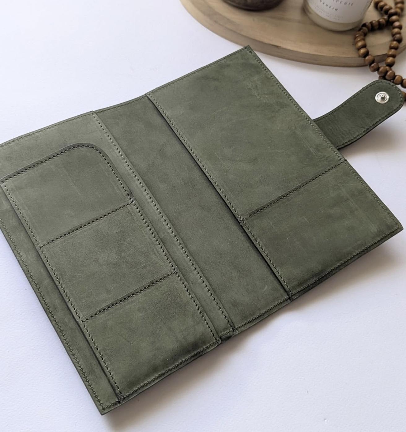 Custom A6 cover Green smooth leather