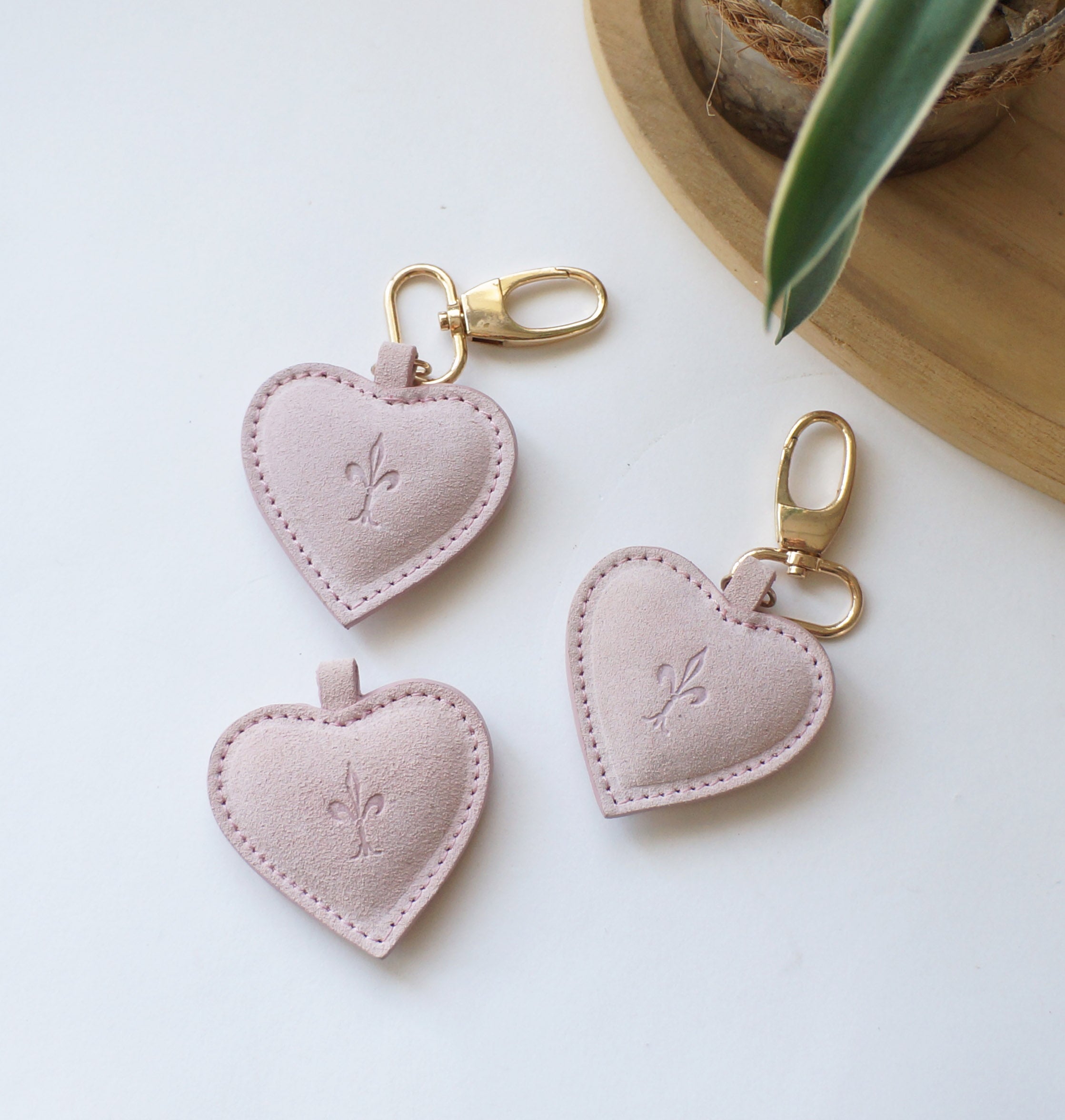 Heart Key Rings - Suede Light Pink