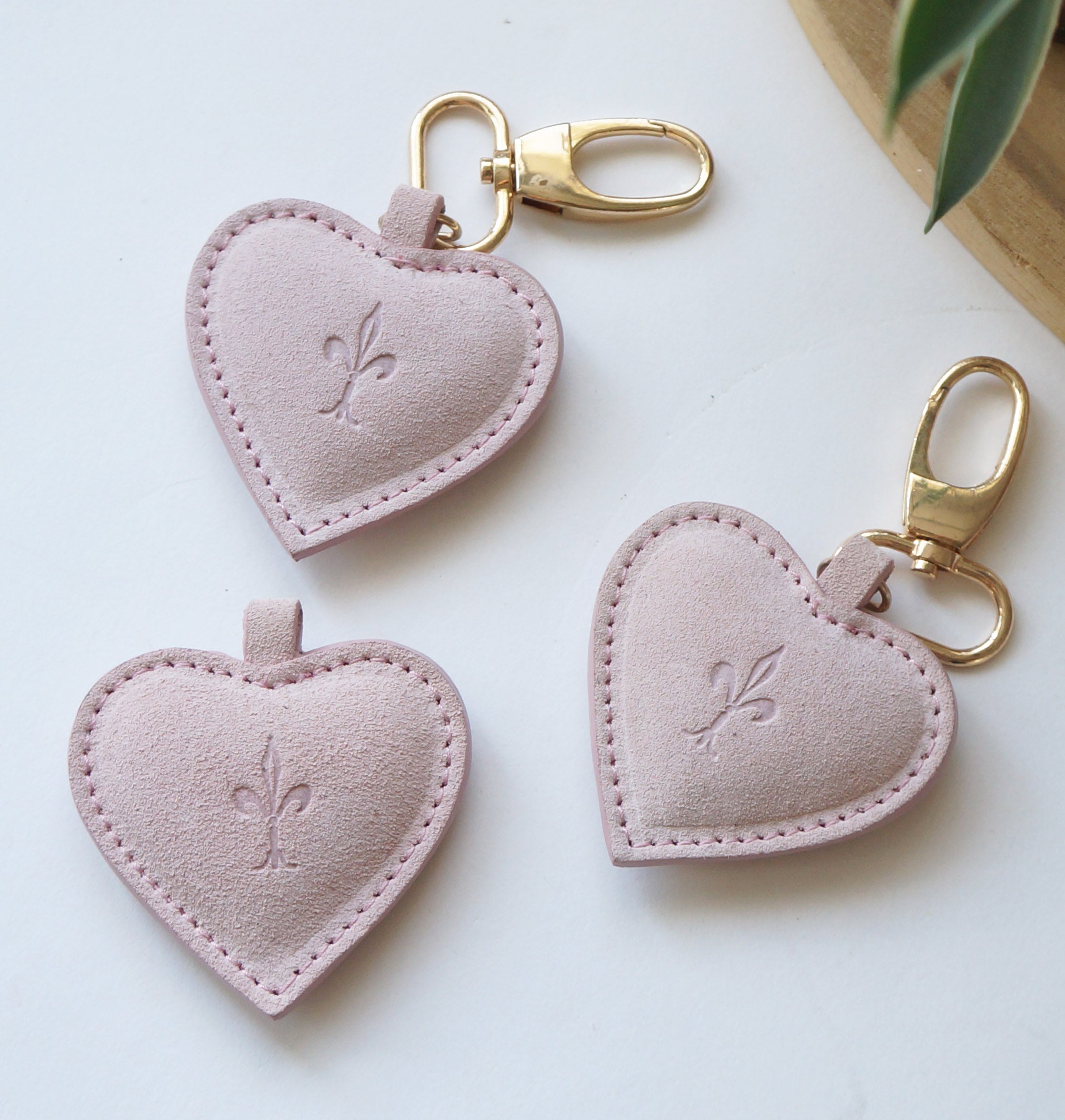 Heart Key Rings - Suede Light Pink