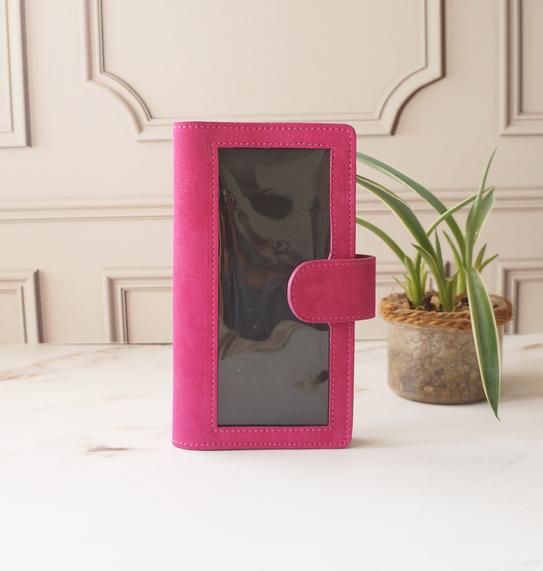 Hobonichi Mega Cover clear front - Suede Hibiscus