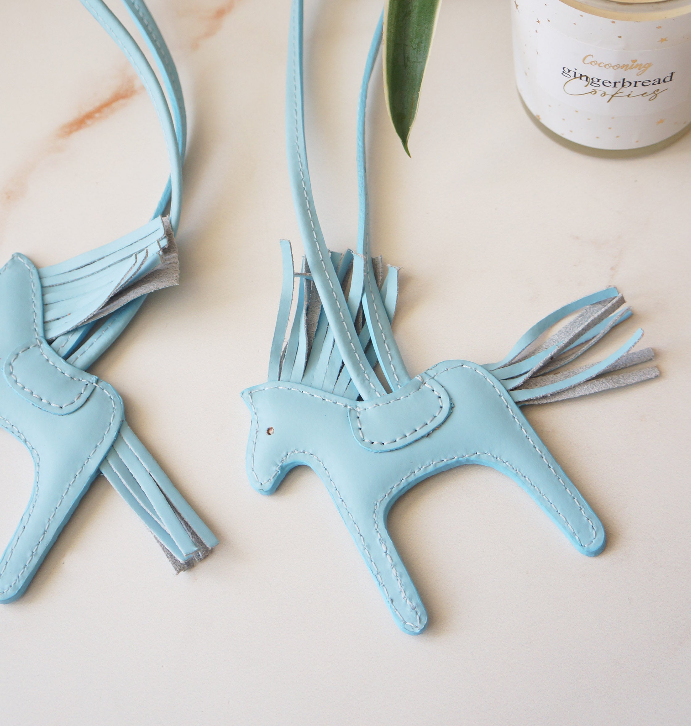 Leather Horse Charms - Smooth Blue