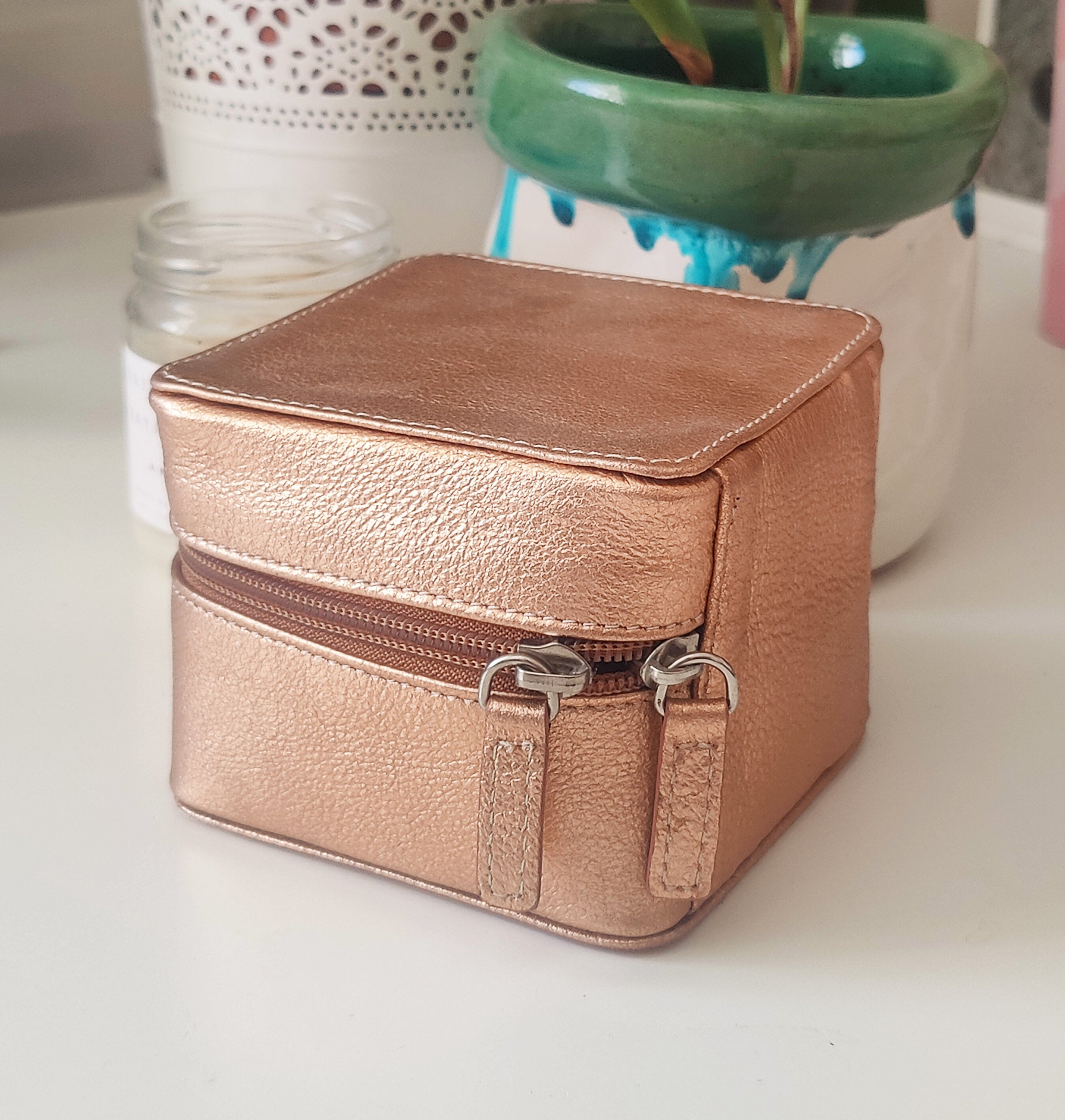 Jewelry Leather Box - Rose Gold
