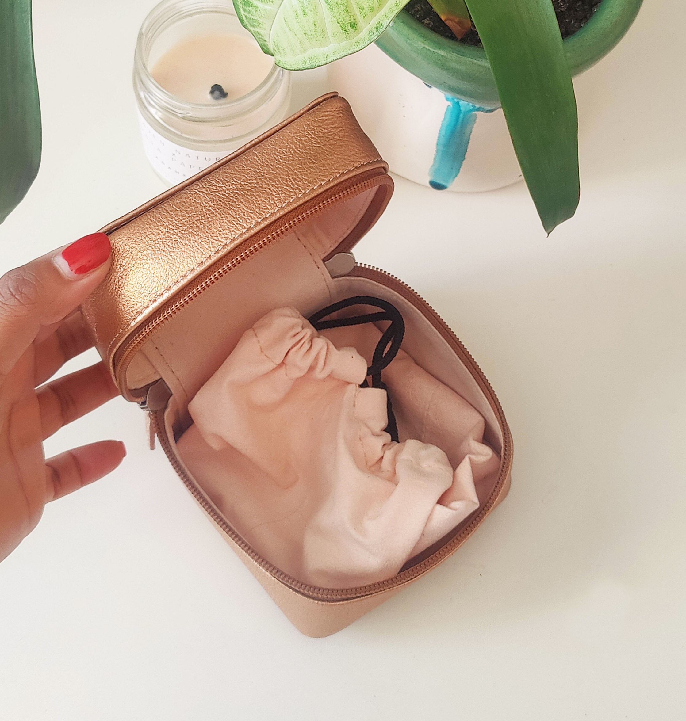 Jewelry Leather Box - Rose Gold