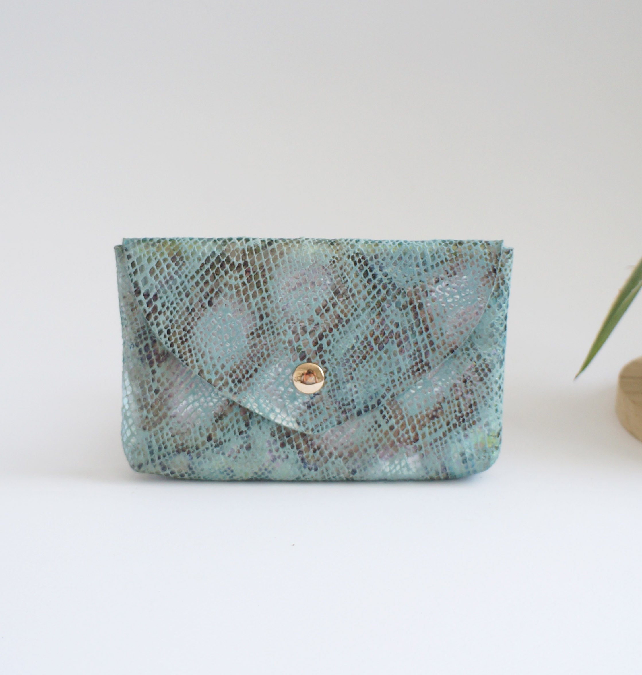 Medium Pouch - Blue Snake leather