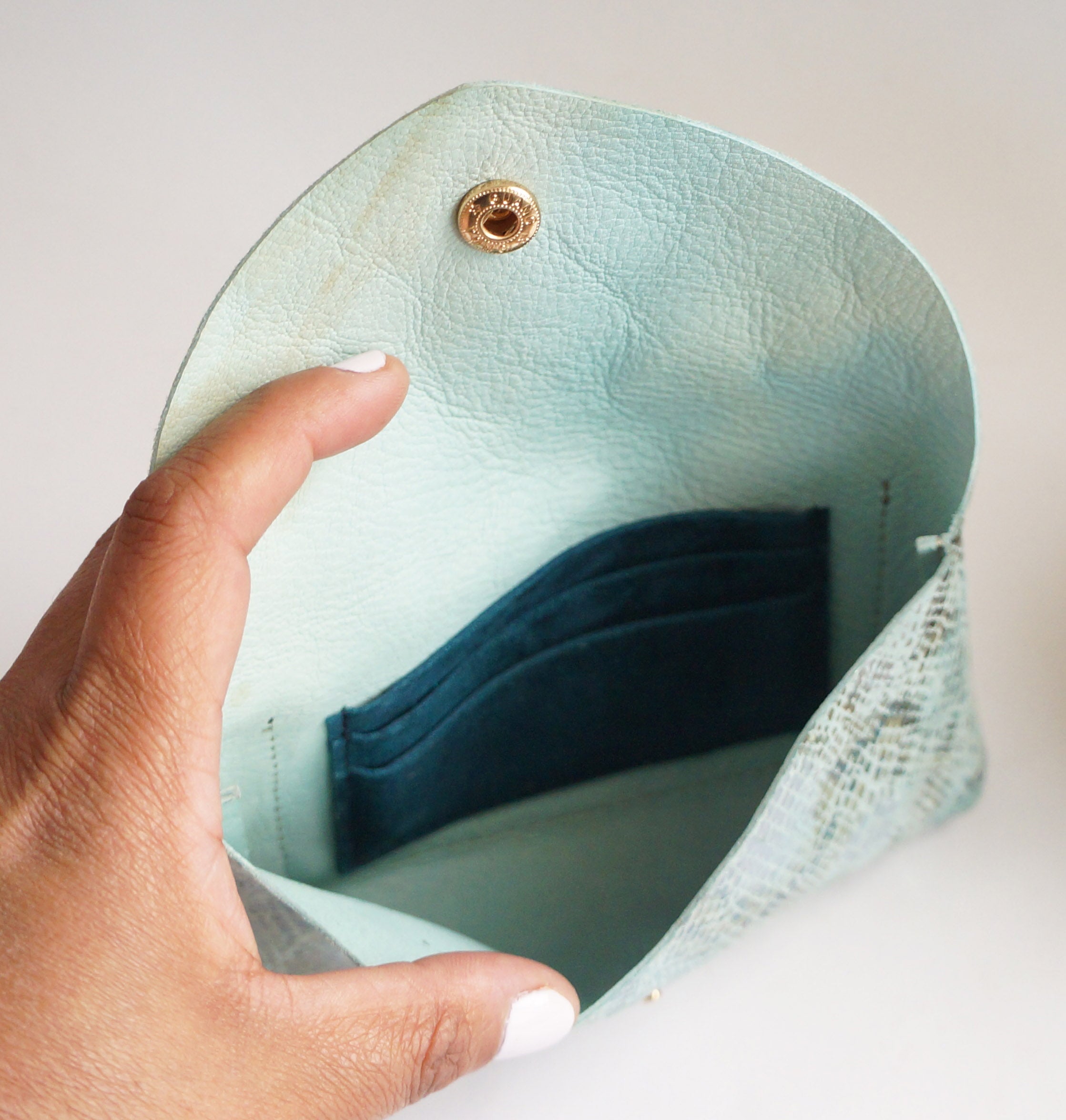 Medium Pouch - Blue Snake leather