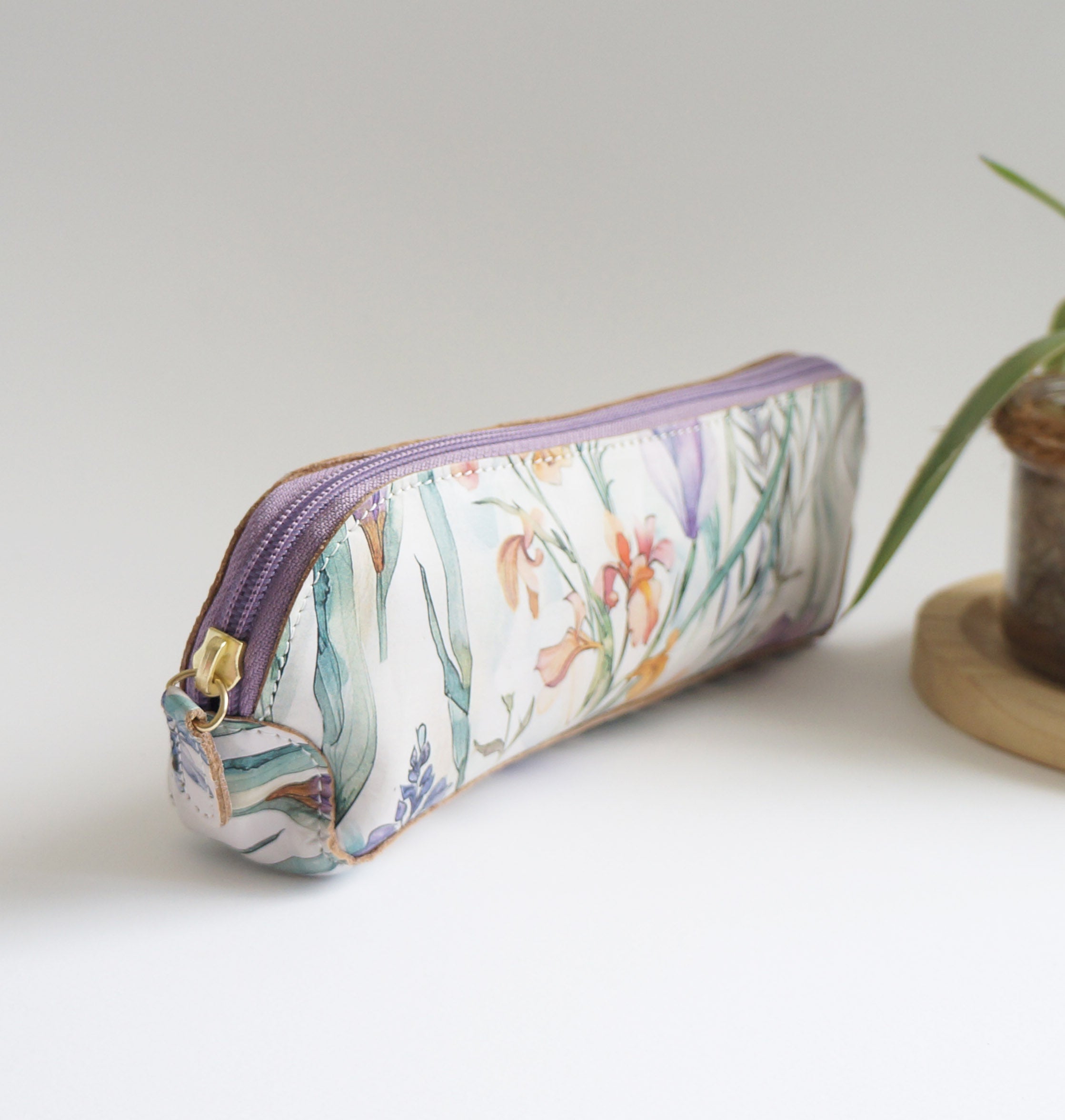 Pen Case - Wild Flower leather