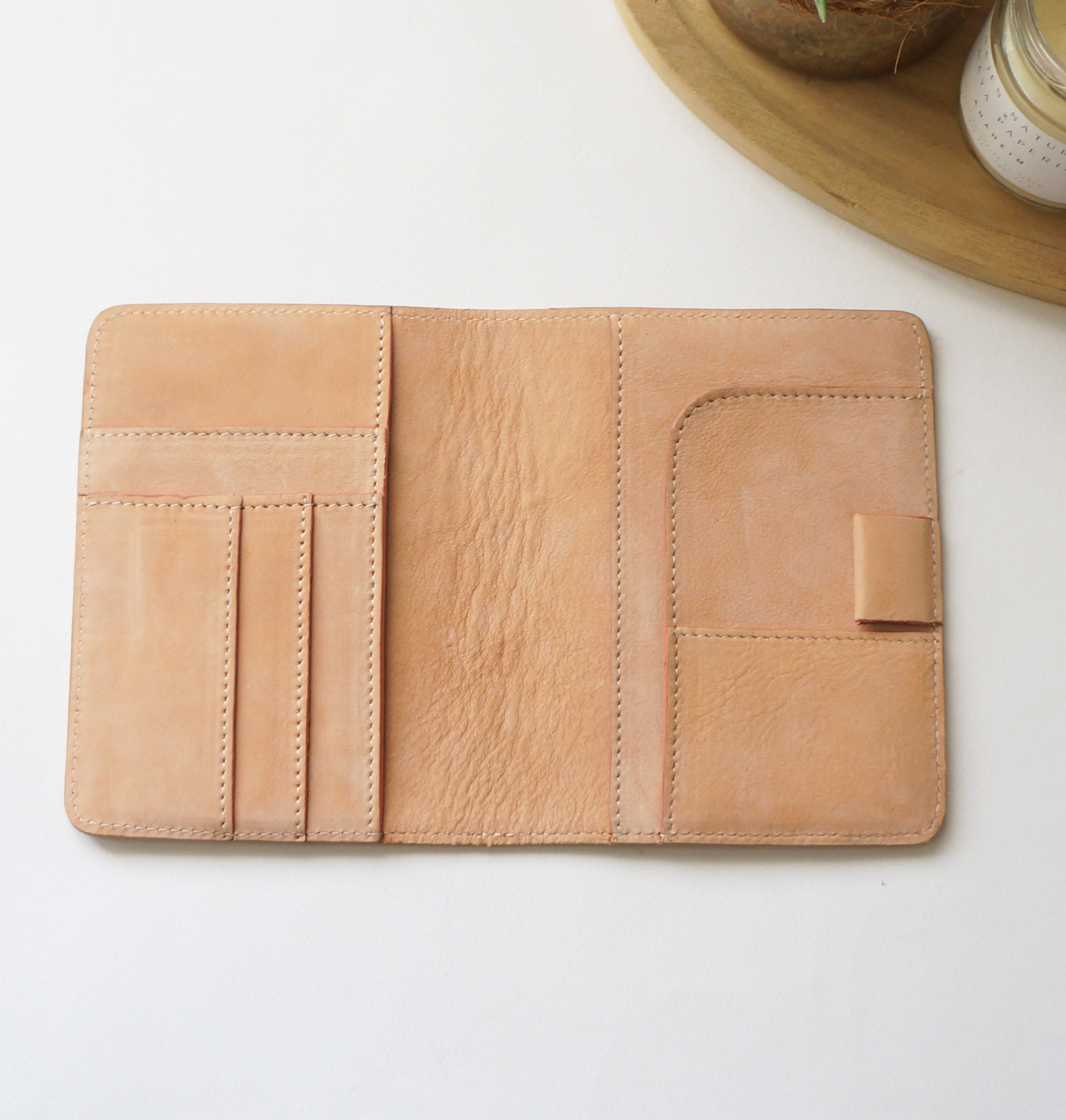 Pocket Journal Cover -  Almond/Velvet Peachy Pink