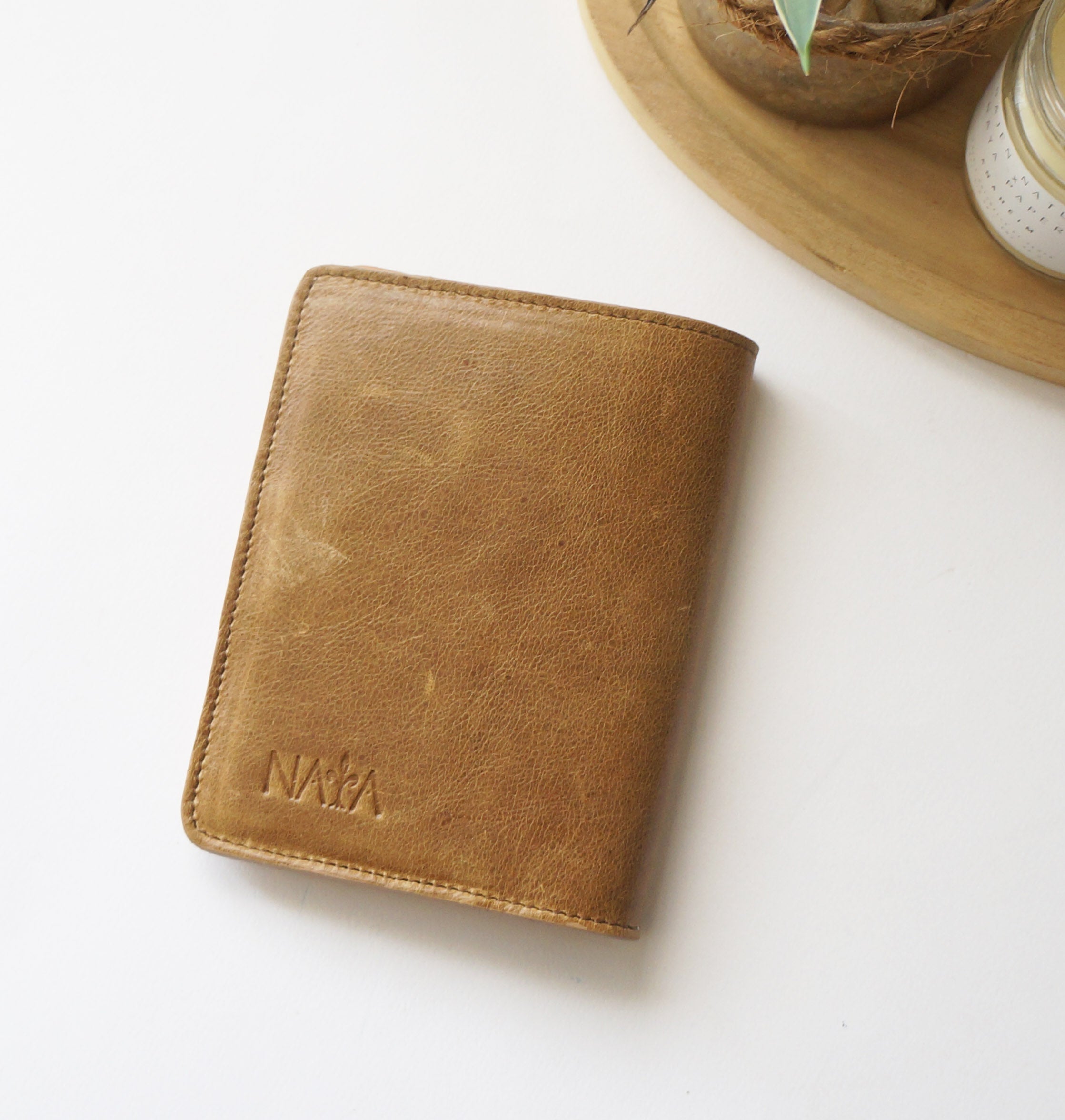 Pocket Journal Cover -  Almond/Velvet Peachy Pink