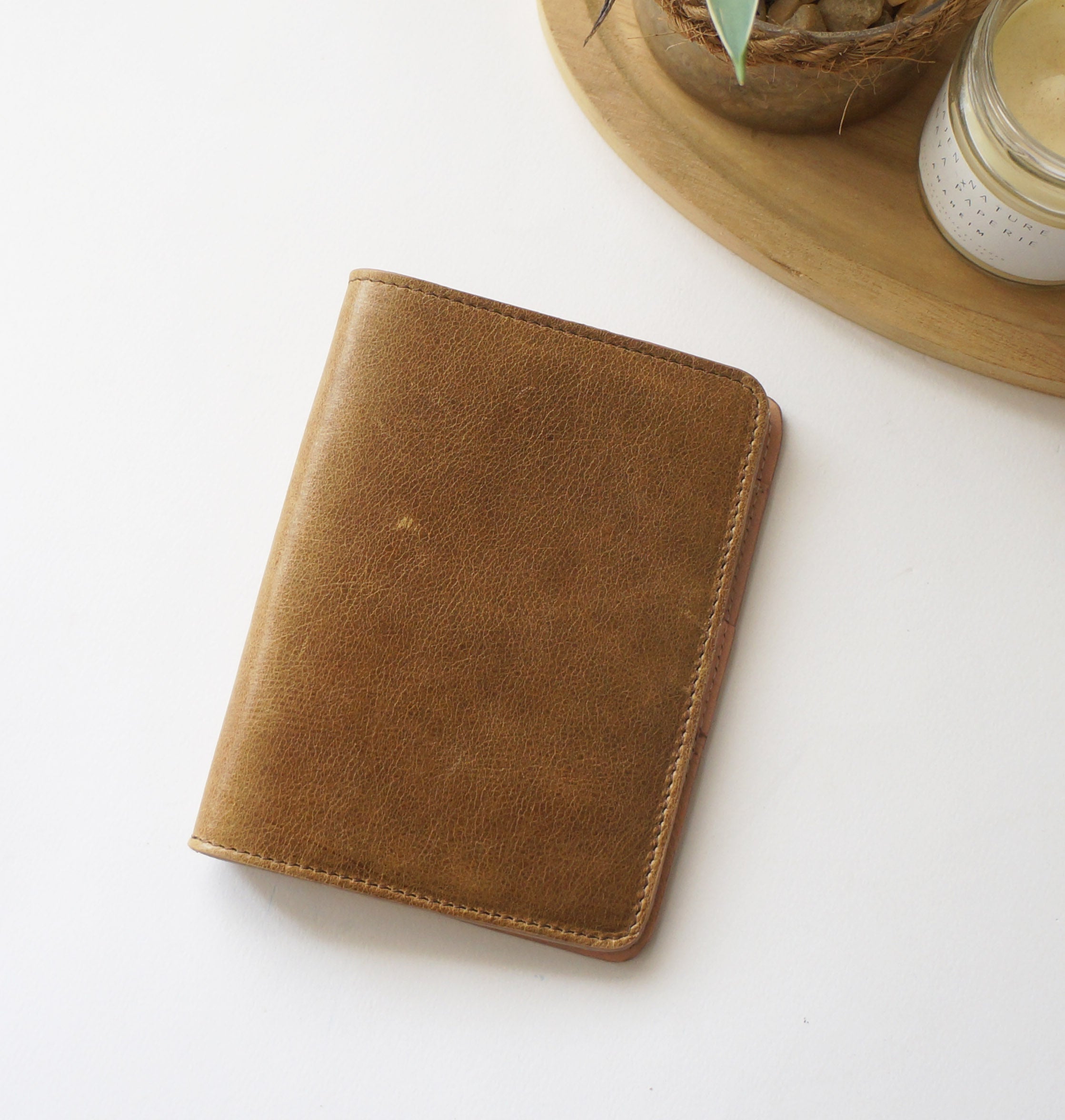 Pocket Journal Cover -  Almond/Velvet Peachy Pink