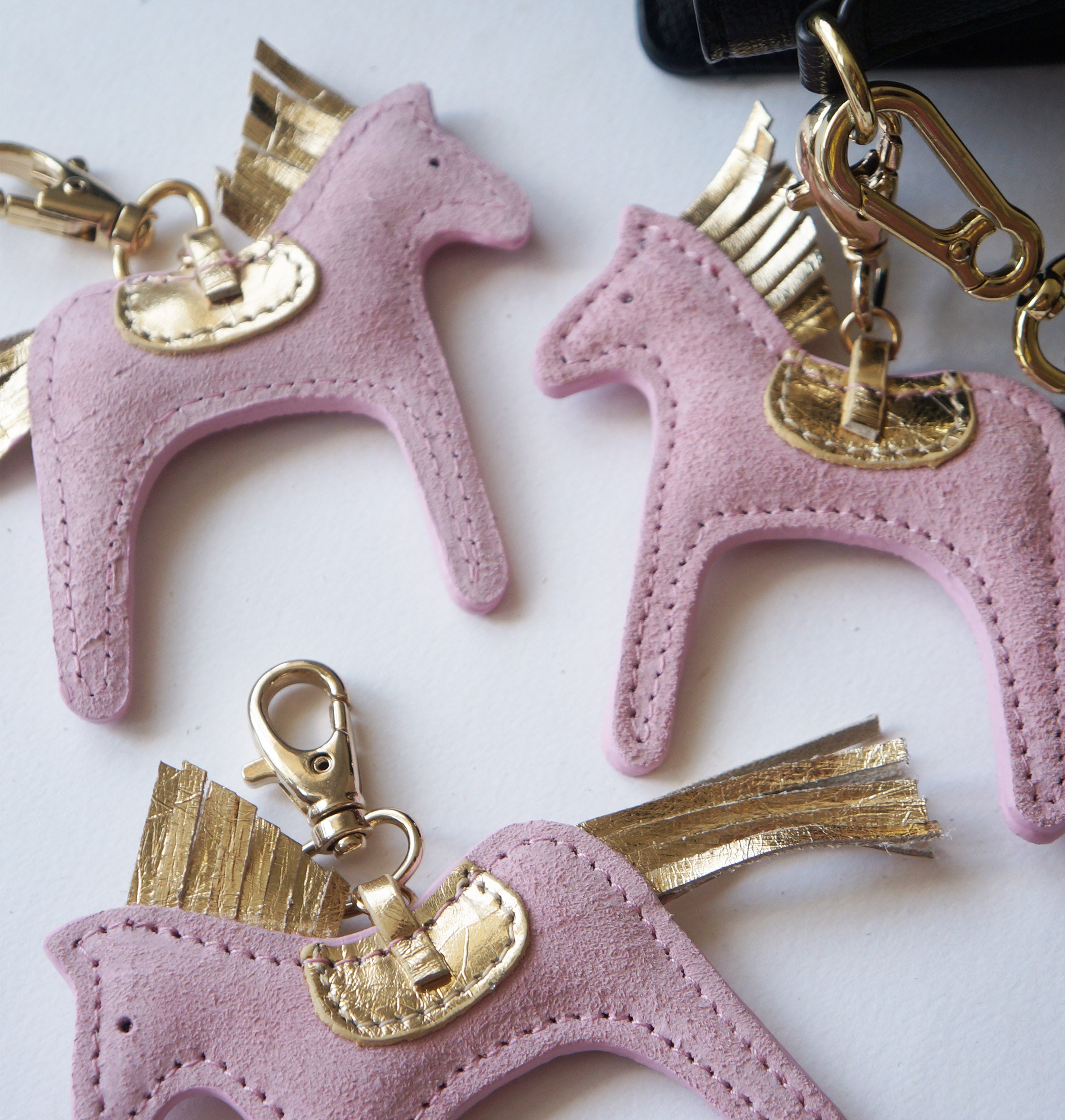 Leather Horse Charms - Suede Lilac and Golden
