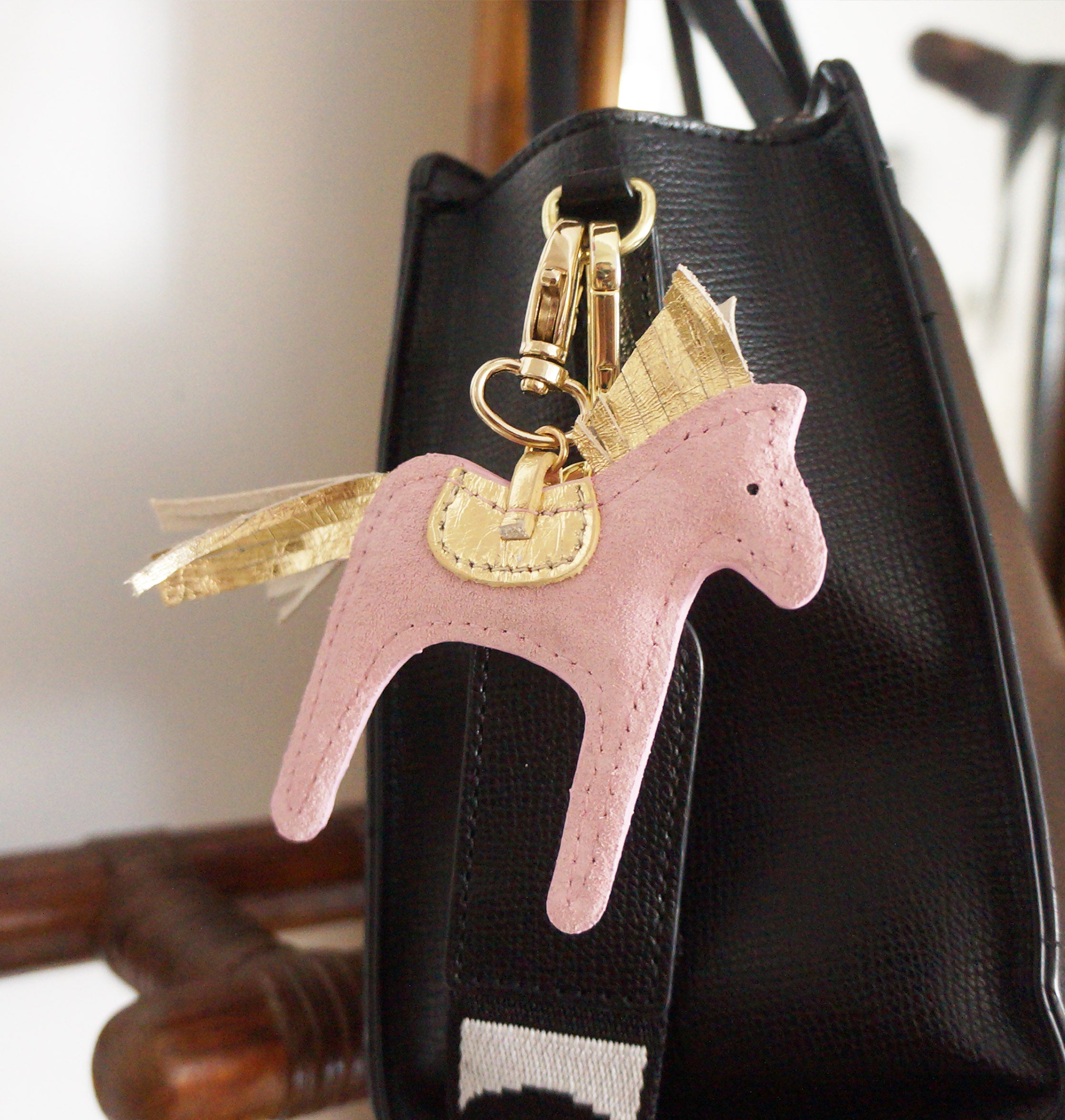 Leather Horse Charms - Suede Lilac and Golden