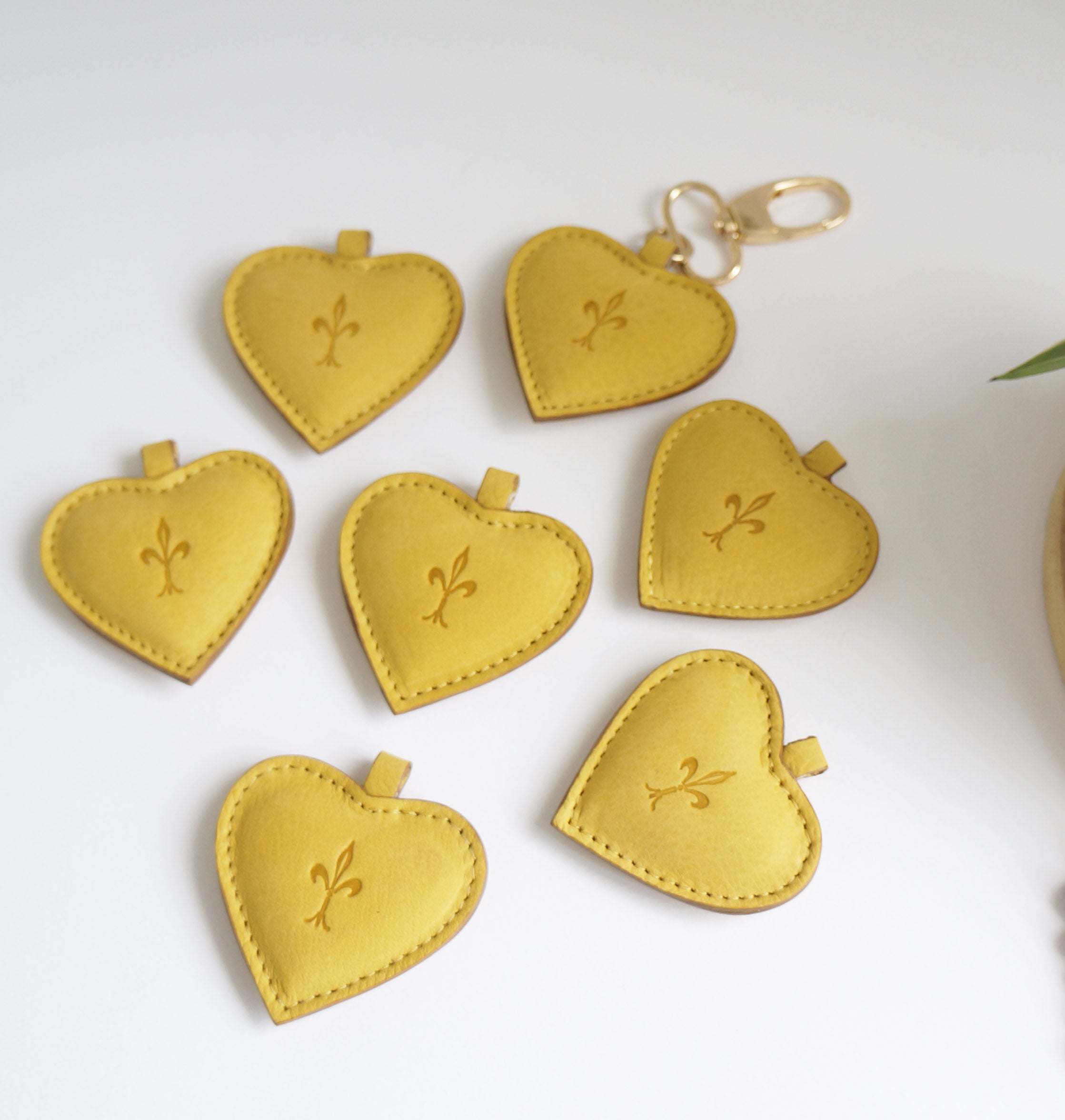 Heart Key Rings - Sunshine leather
