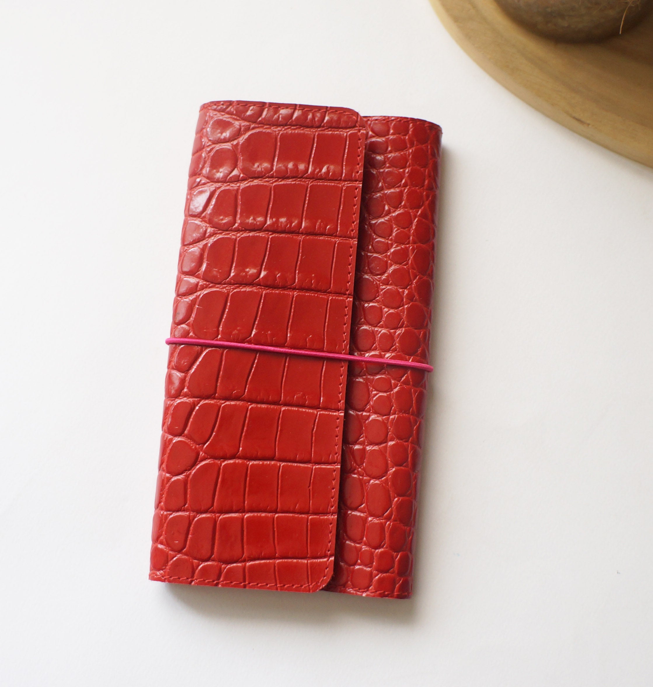 Hobonichi Week Cover Trifold - Croc Red PROTOTYPE