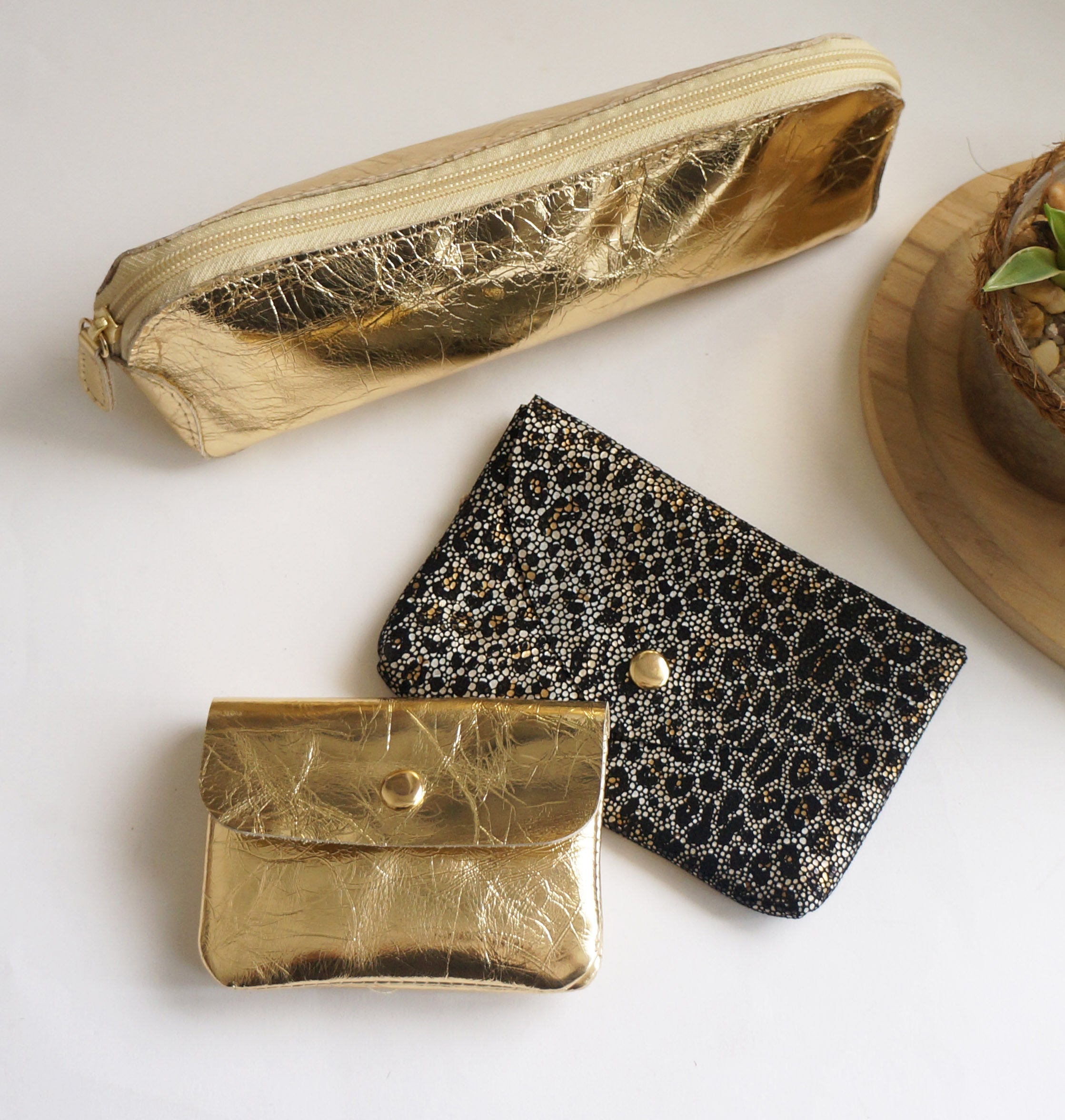 Wild & Miror Gold Leather Essentials Set – Pack of 3