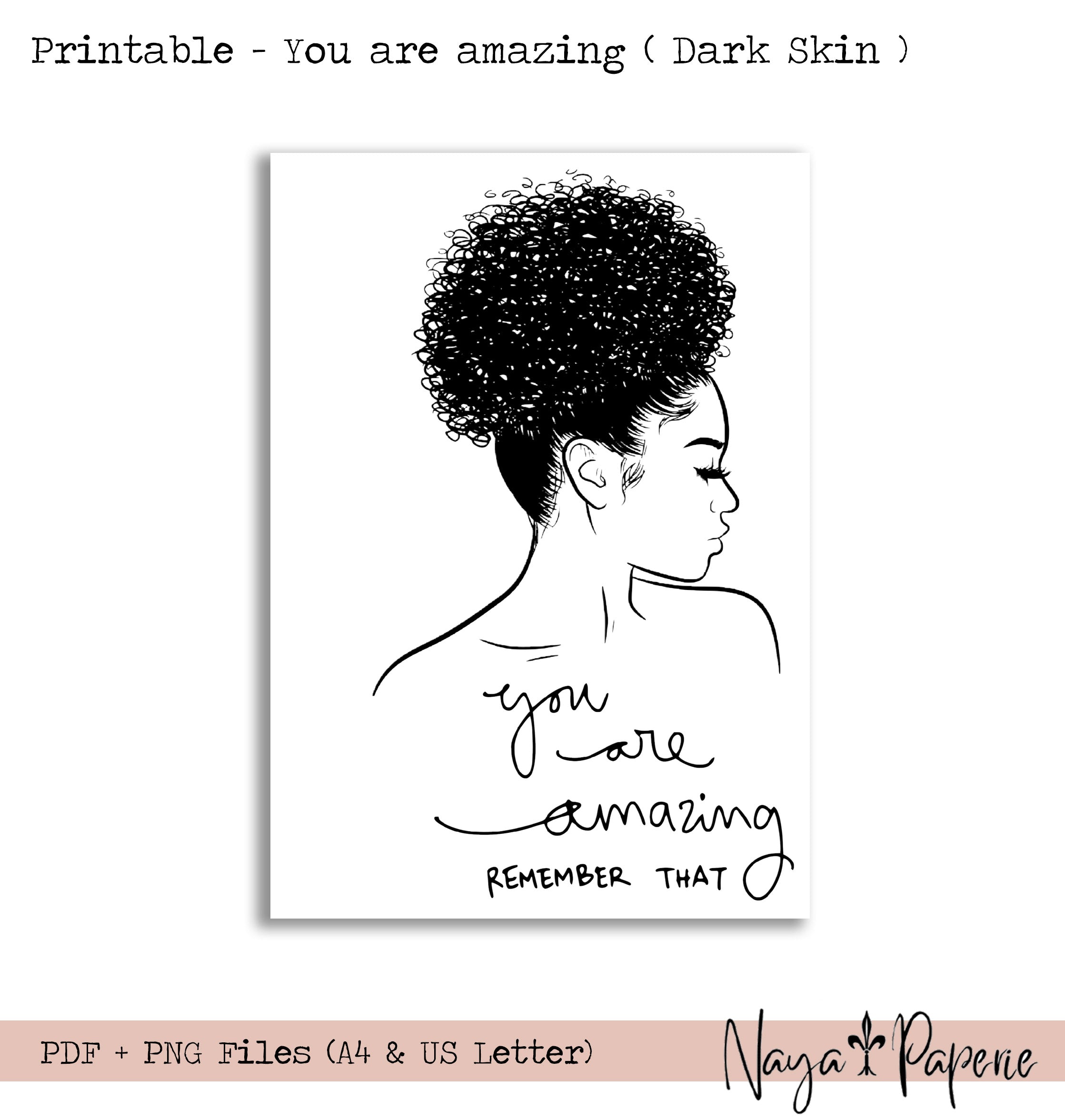 You are amazing (dark skin) - Printable Dashboard