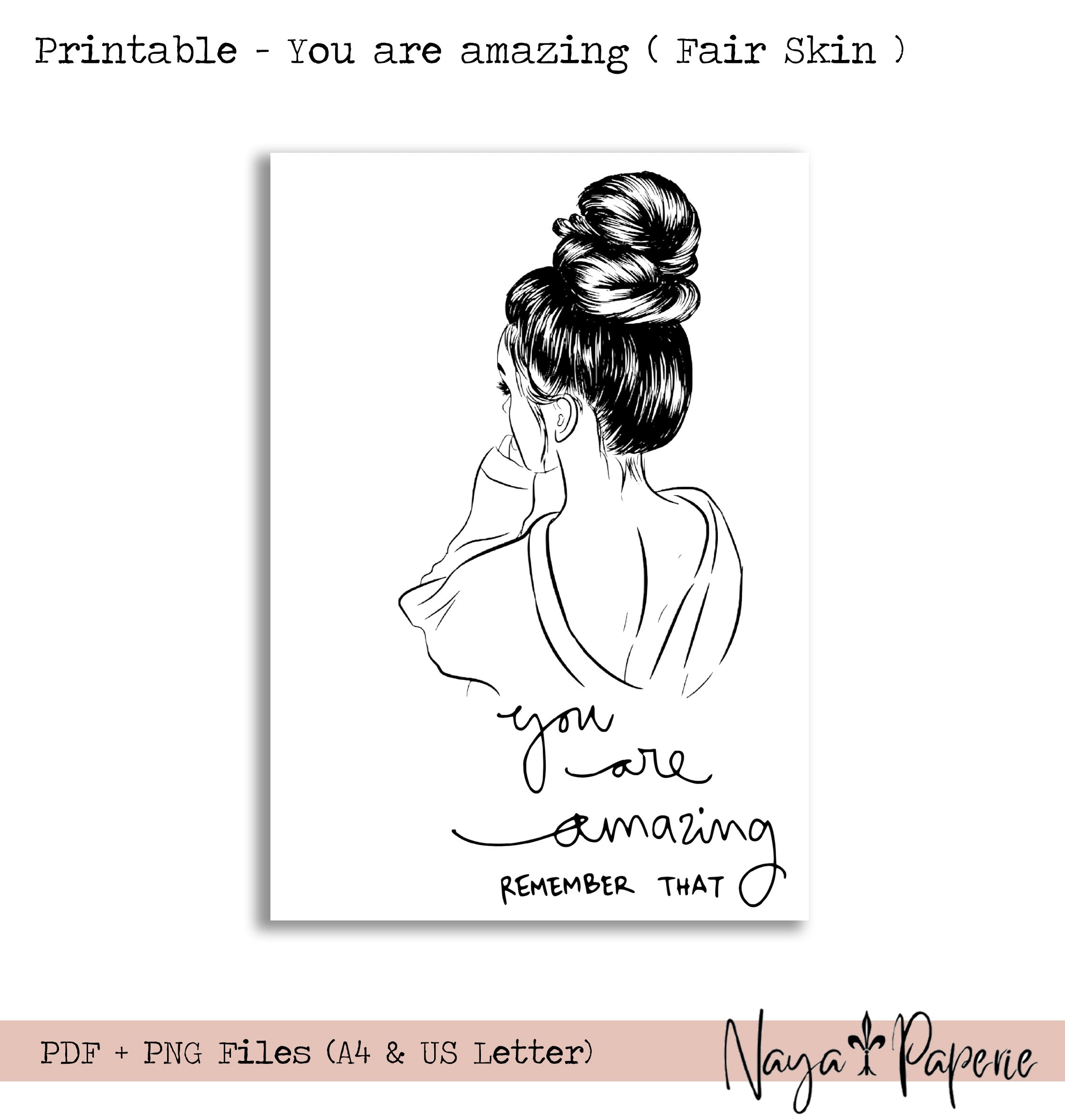 You are amazing (fair skin) - Printable Dashboard