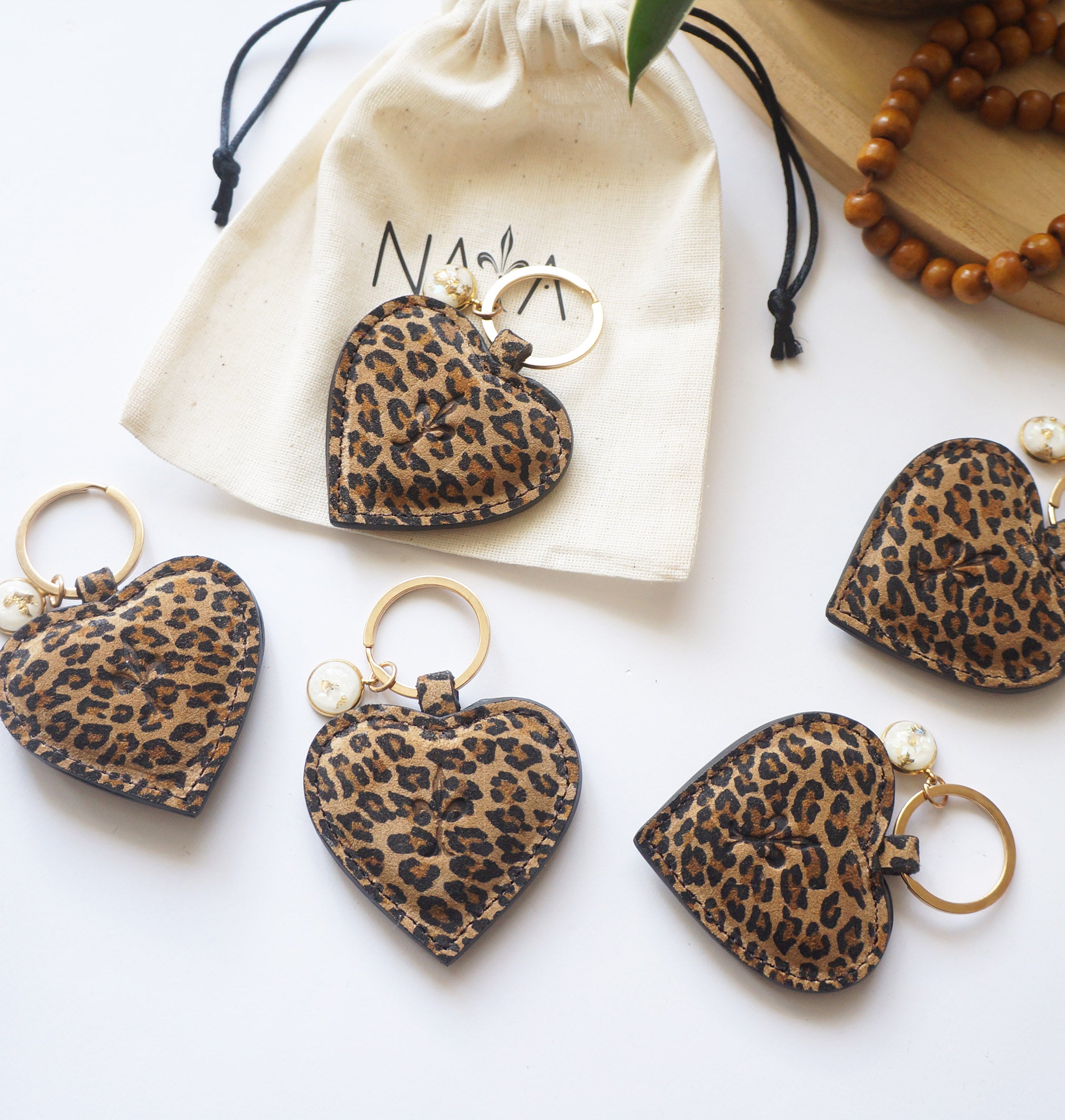 Heart Key Rings - Leopard