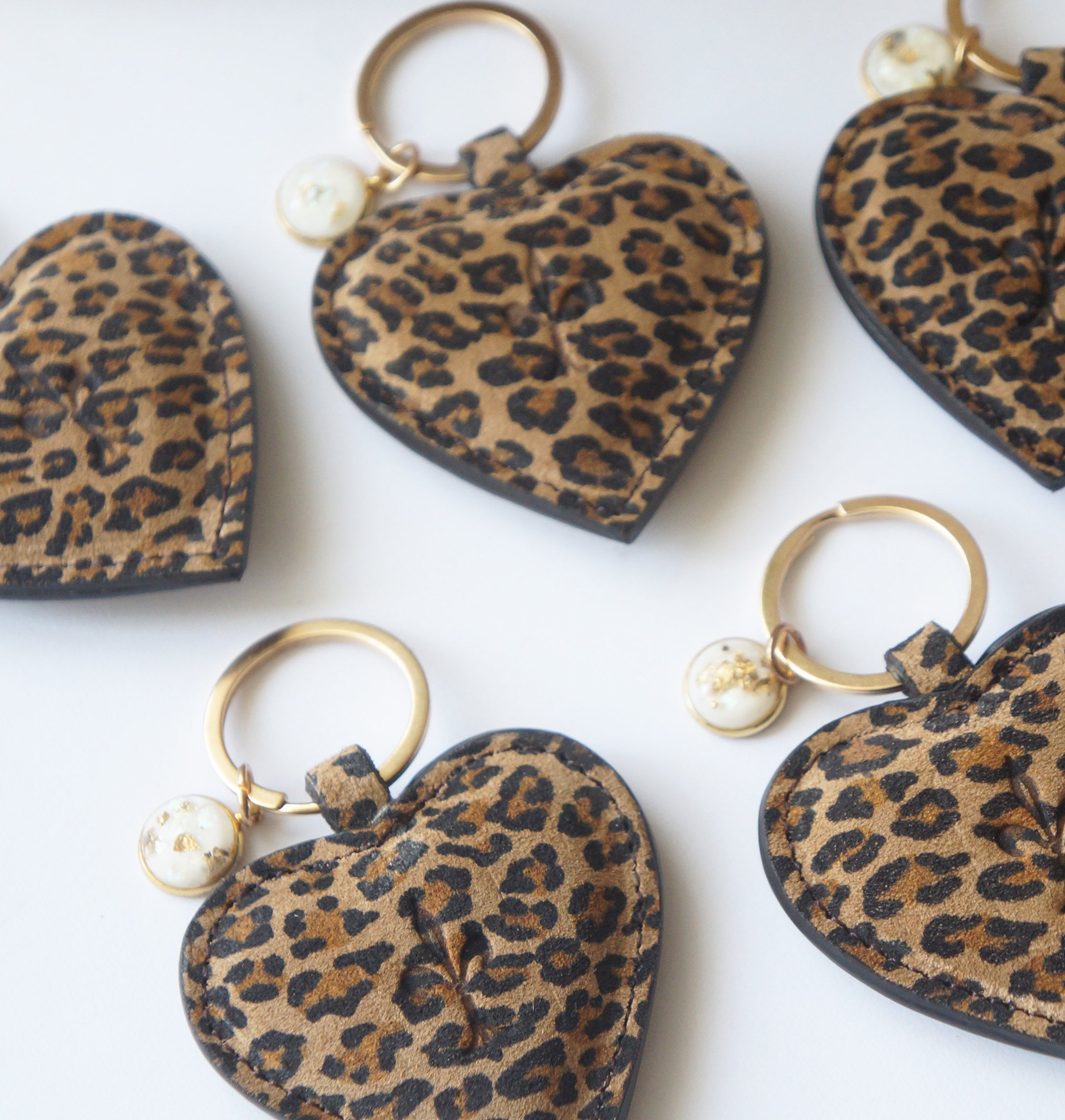 Heart Key Rings - Leopard