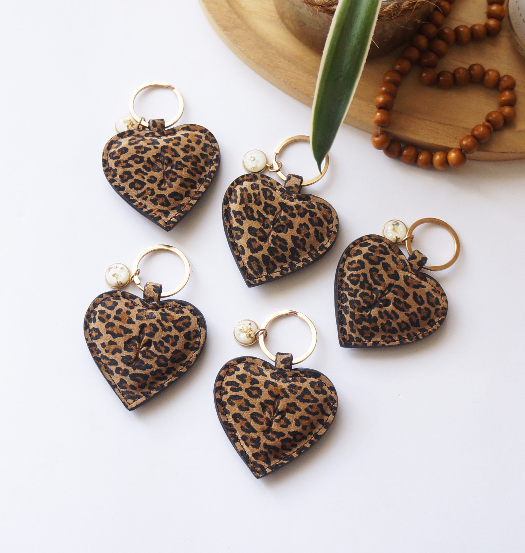 Heart Key Rings - Leopard