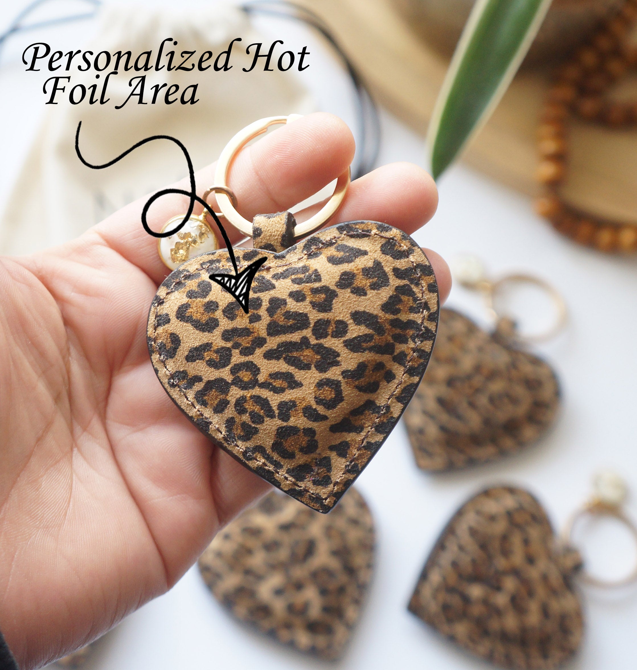 Heart Key Rings - Leopard