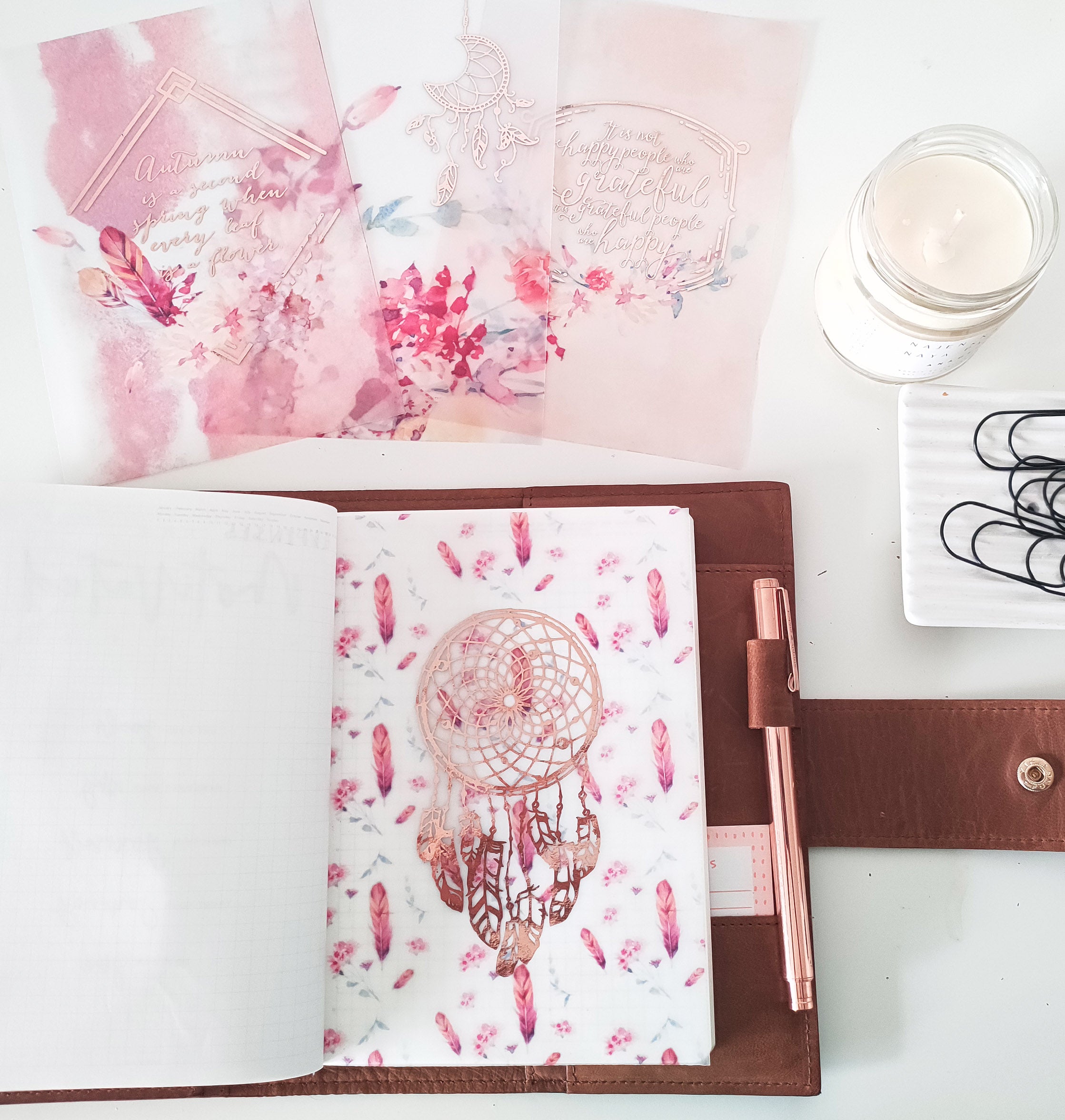 Vellum Foiled Autumn's Flame Planner Dashboard - Naya Paperie