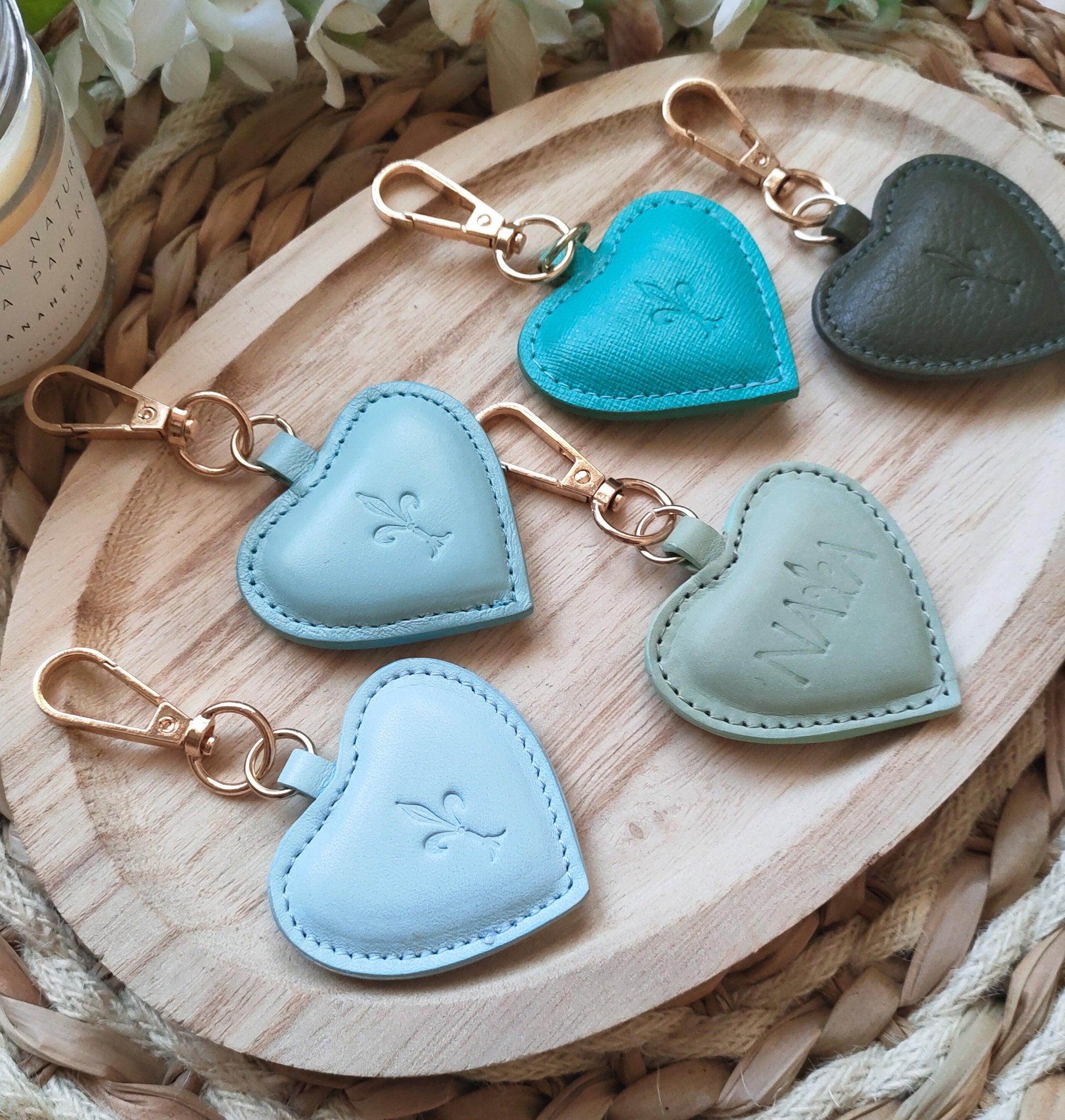 Blue/Green Shades Heart Key Rings