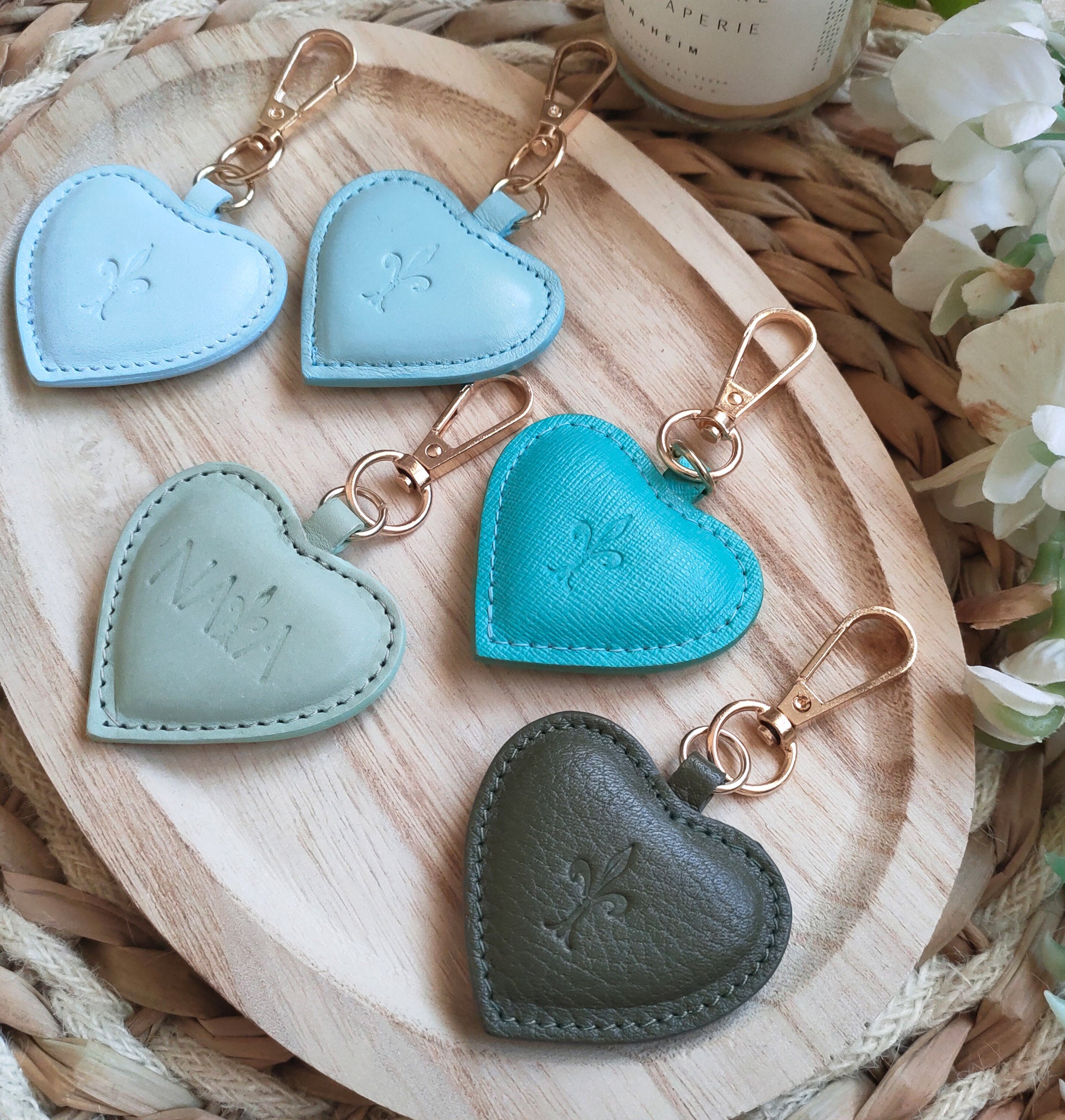 Blue/Green Shades Heart Key Rings