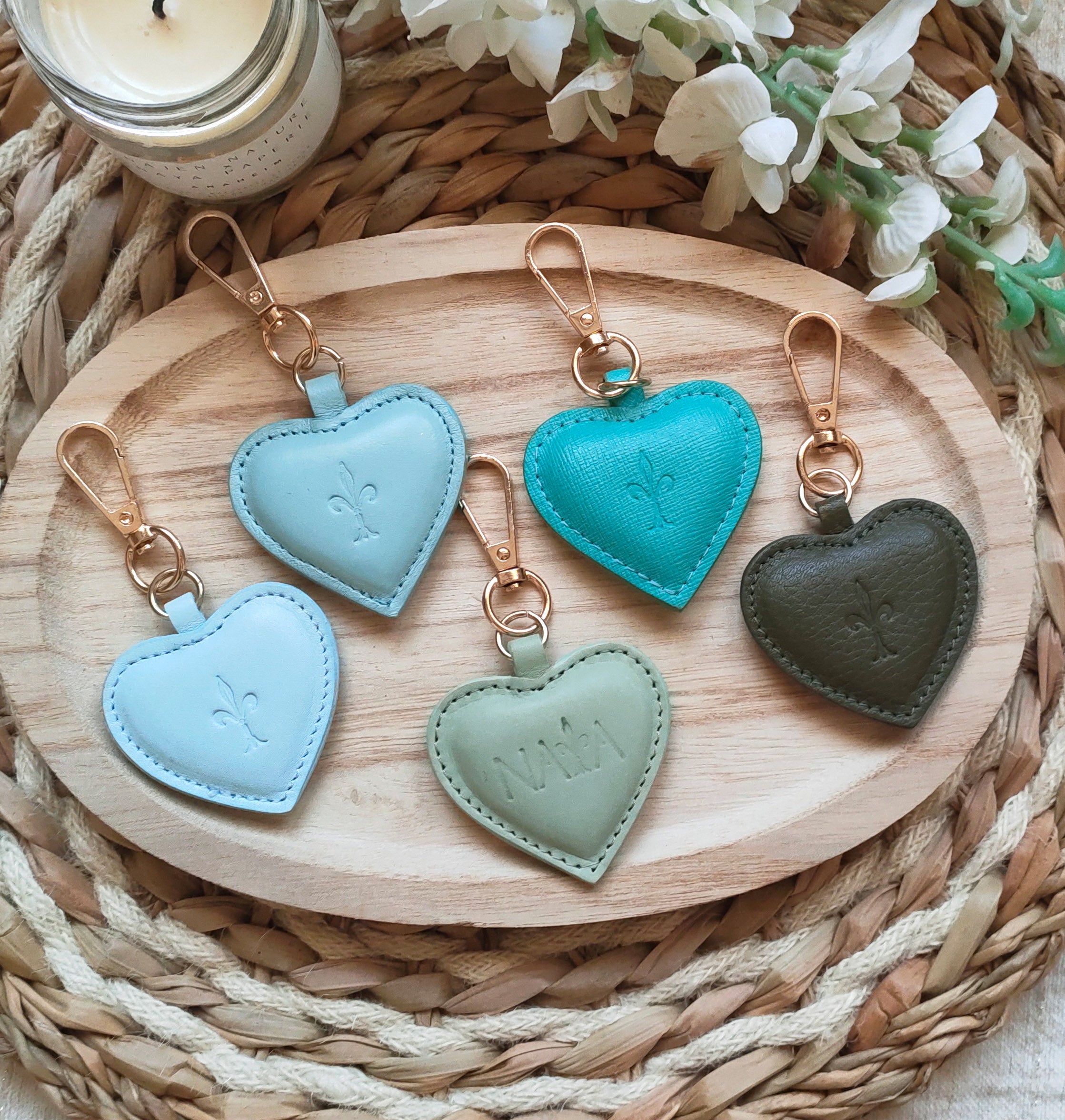 Blue/Green Shades Heart Key Rings