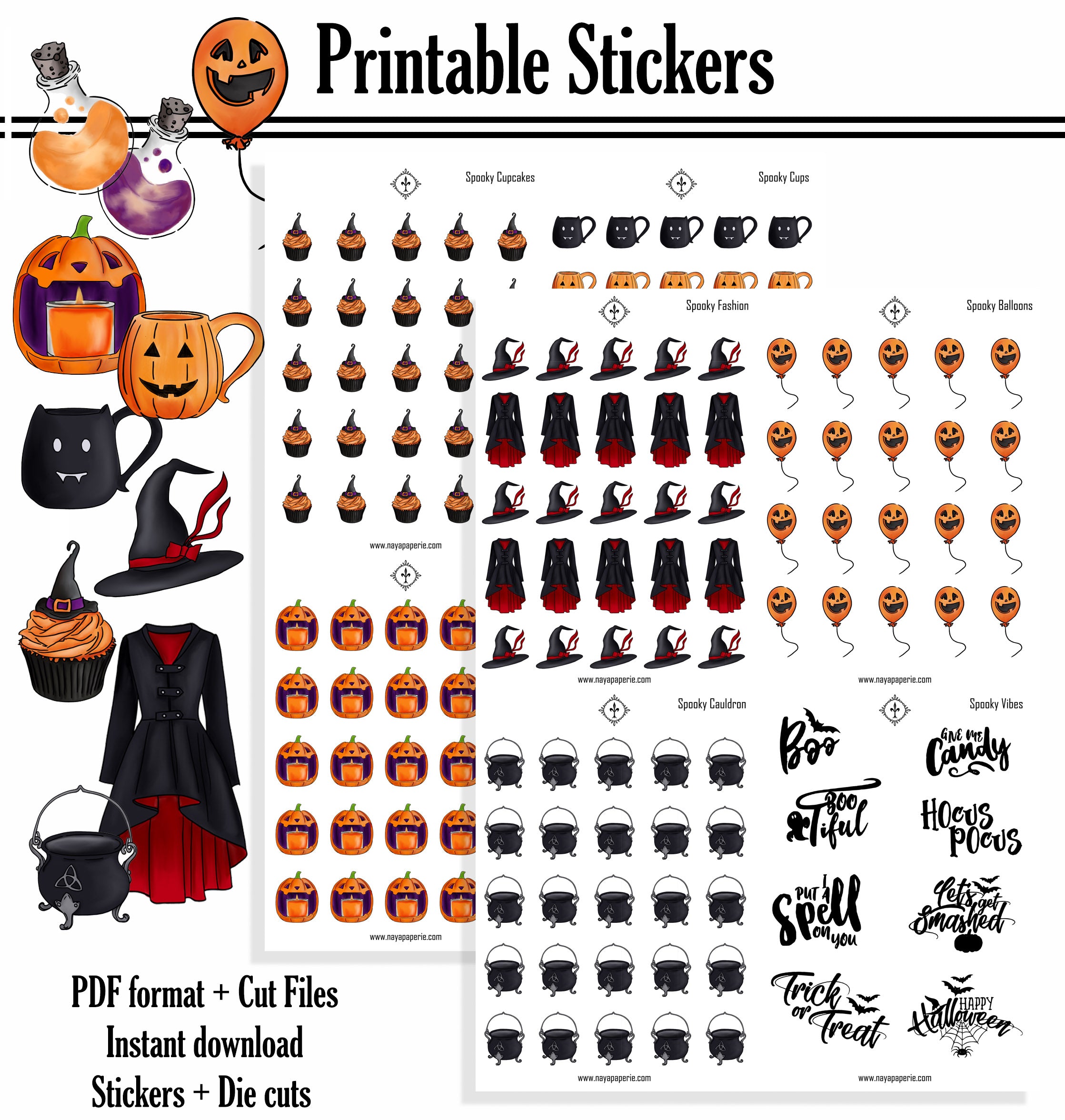 Spooky Icons - Printable Stickers - Naya Paperie