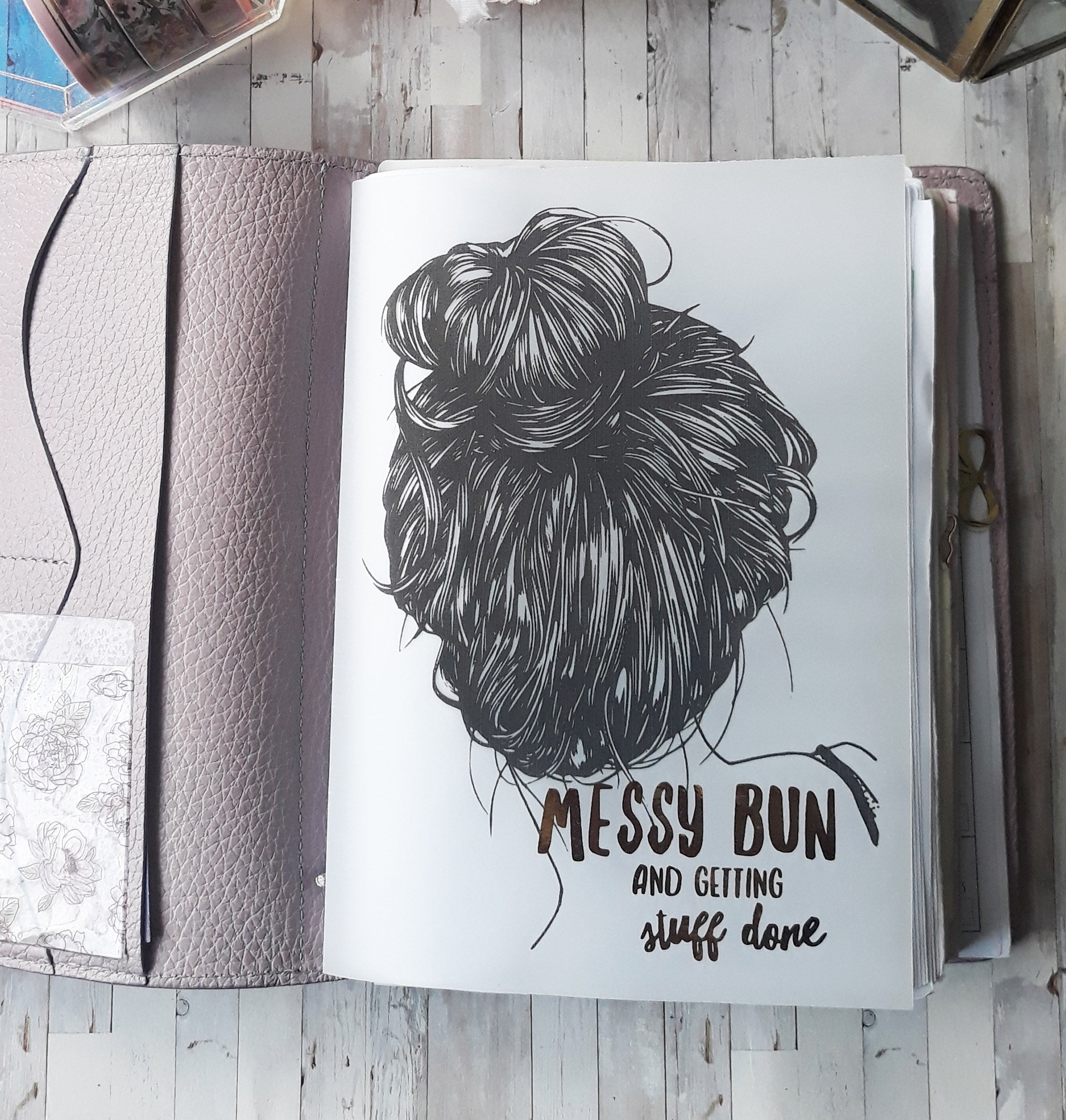 Vellum Foiled Messy Bun Planner Dashboard - Naya Paperie
