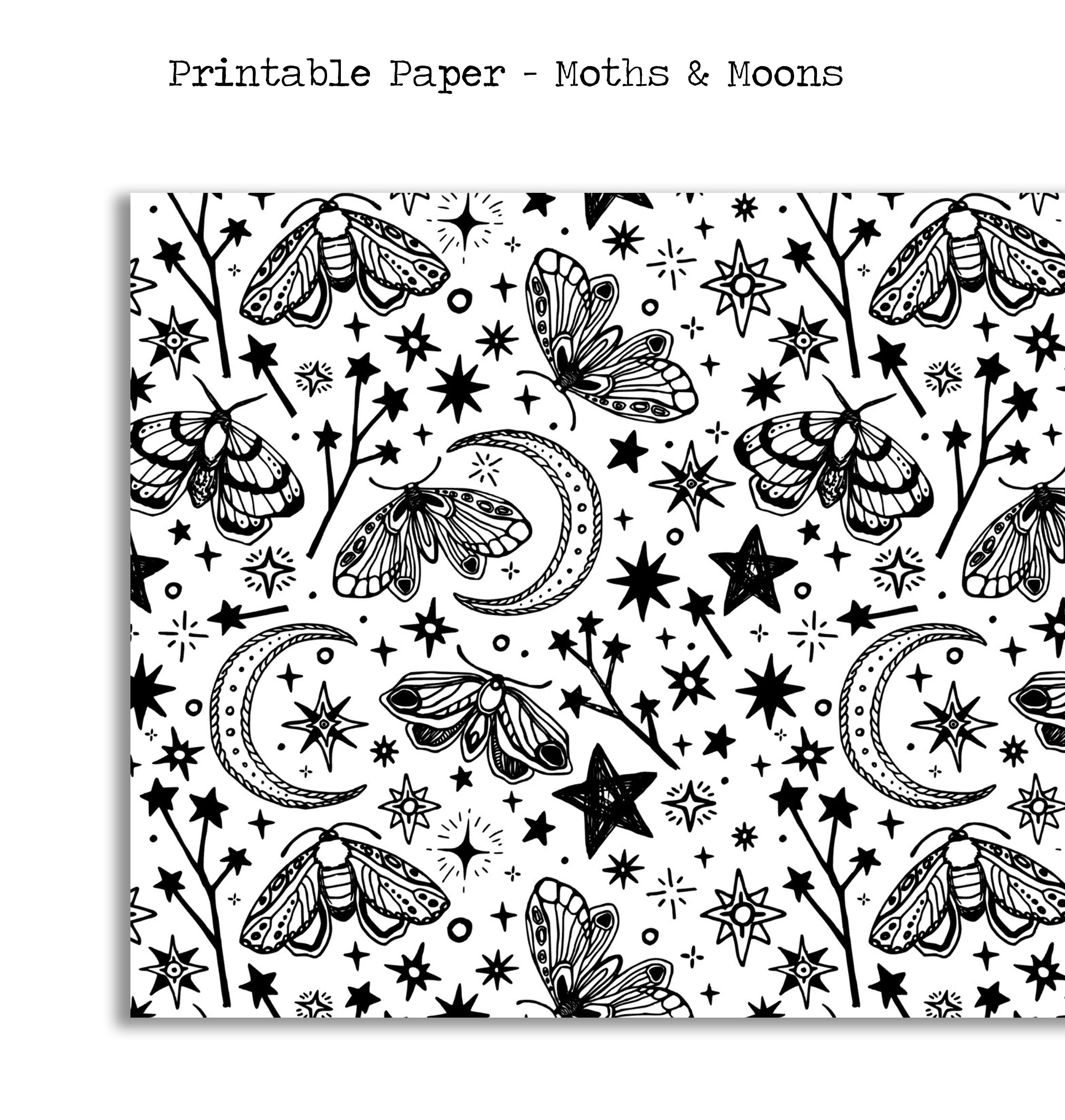 Moths & Moons - Printable Paper - Naya Paperie