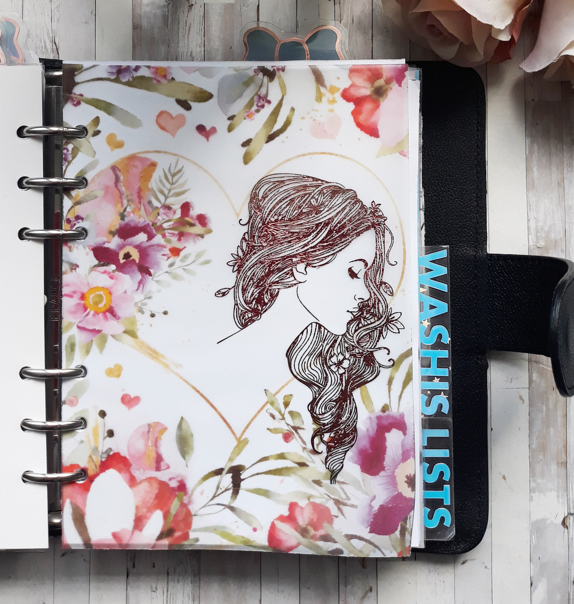 Vellum Foiled Rosey Planner Dashboard - Naya Paperie