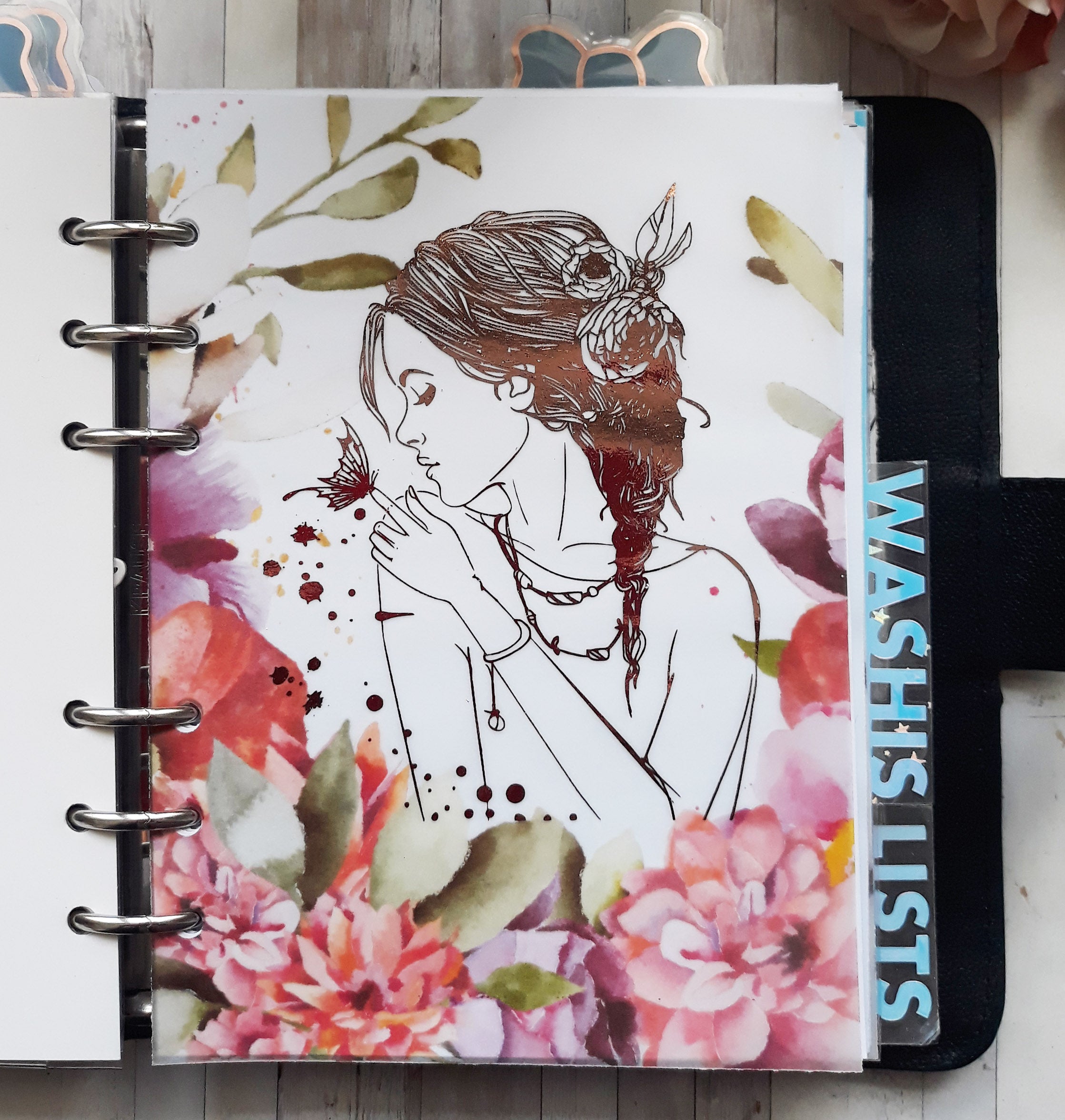 Vellum Foiled Rosey Planner Dashboard - Naya Paperie