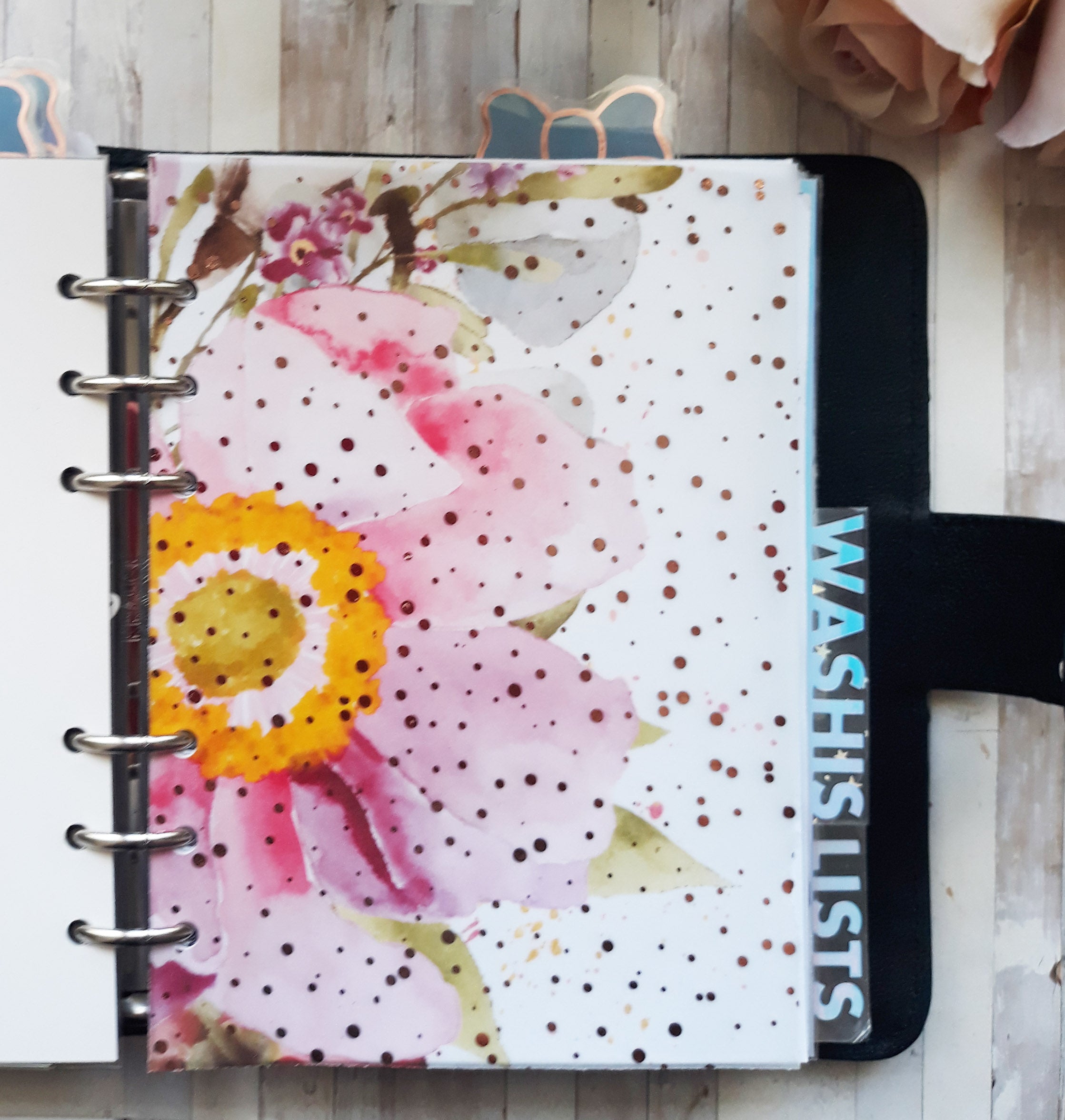 Vellum Foiled Rosey Planner Dashboard - Naya Paperie