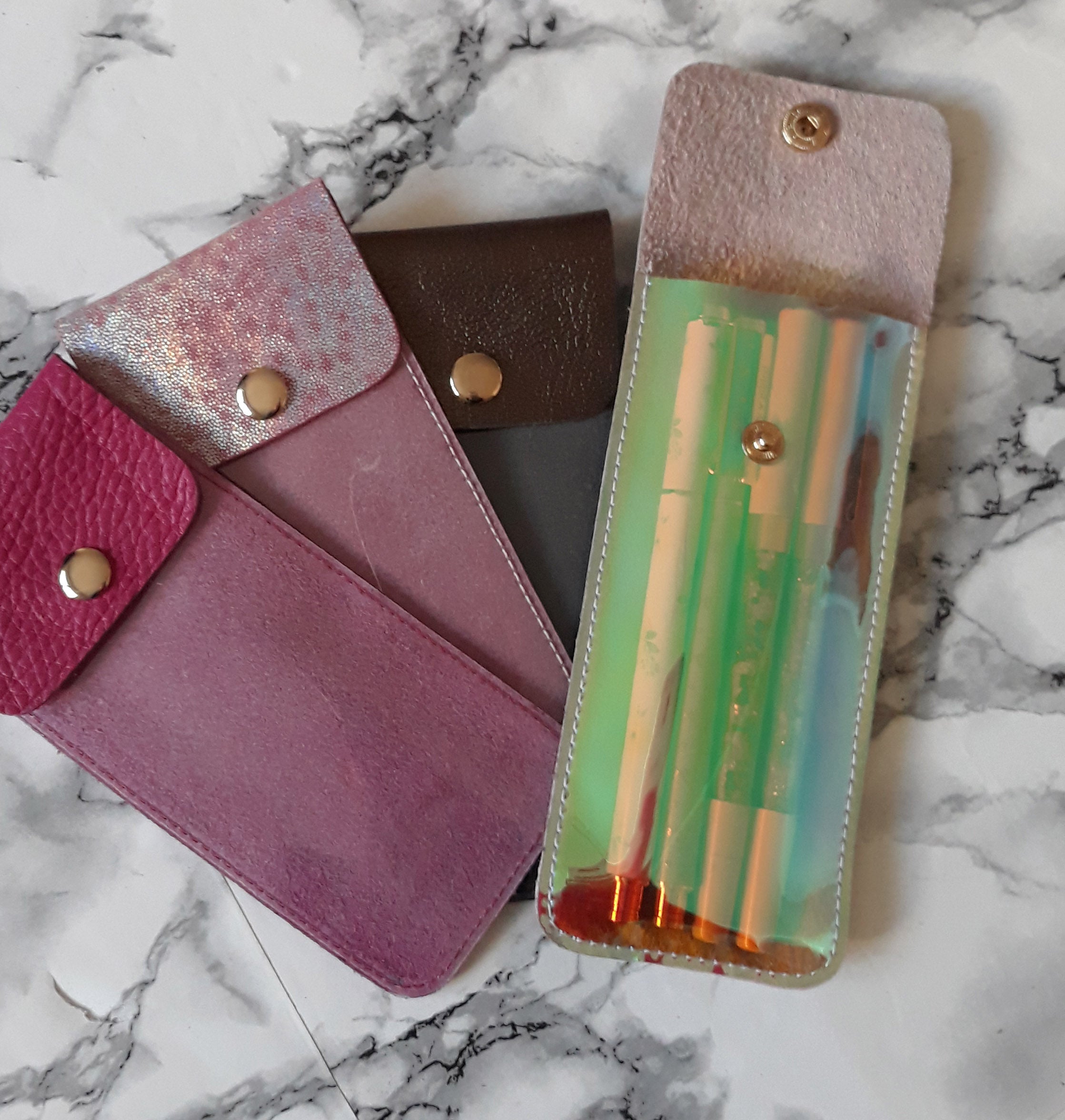 Leather pen holder with clear front - Choose your leather - Naya Paperie